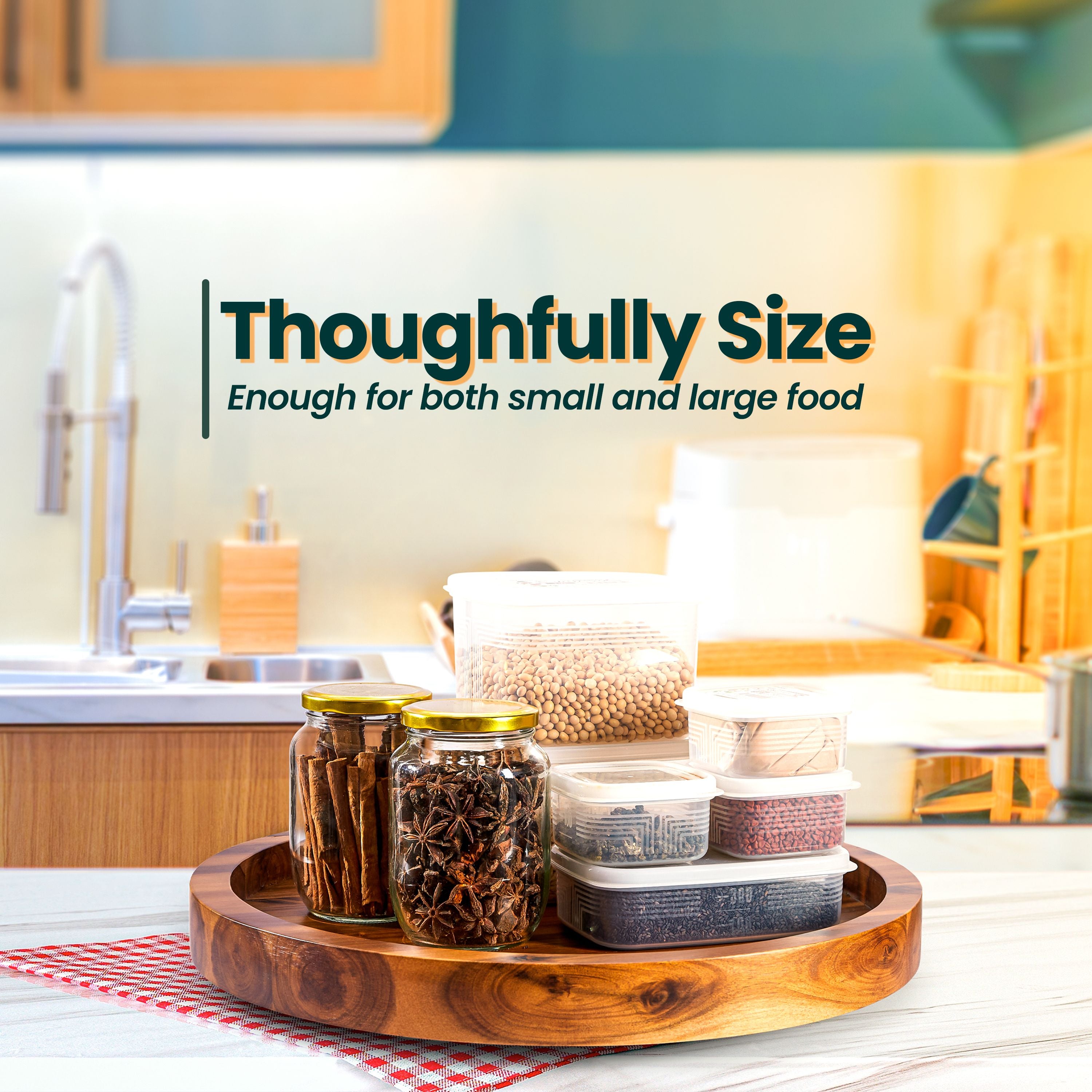 16" Wooden Lazy Susan Organizer for Cabinet, 360° Rotation, High Rim-thumbmail-4