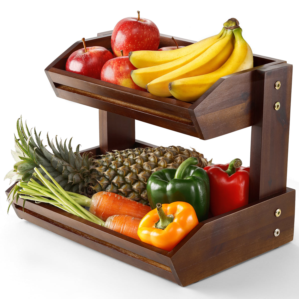 Acacia 2 Tier Fruit Basket, Sturdy, Easy Assembly