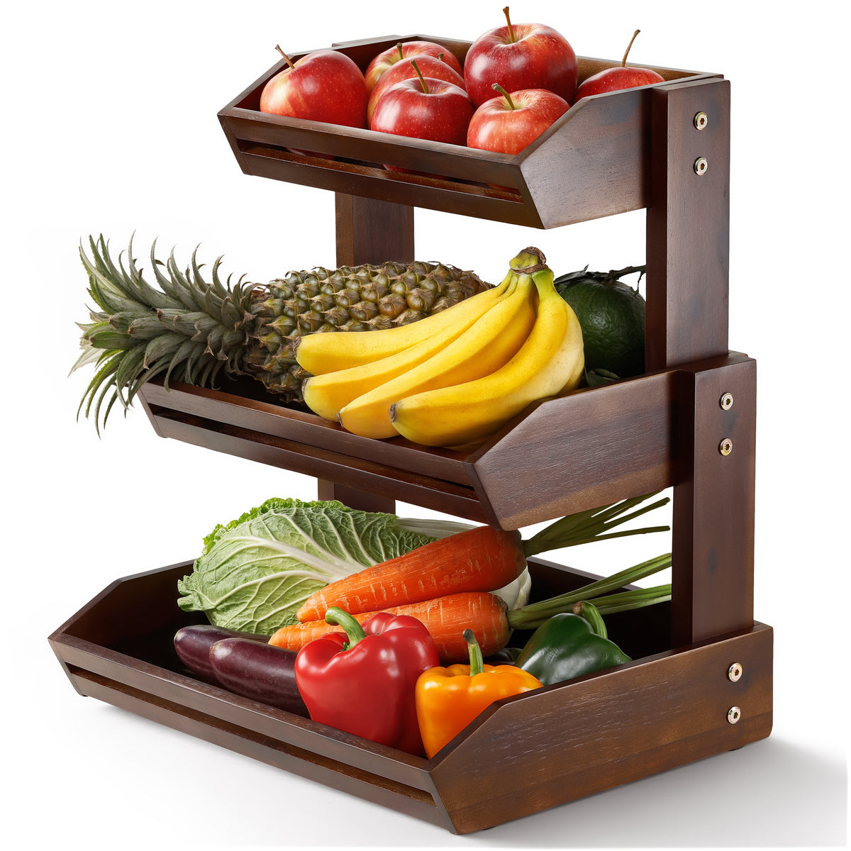 Acacia 3 Tier Fruit Basket, Sturdy, Easy Assembly