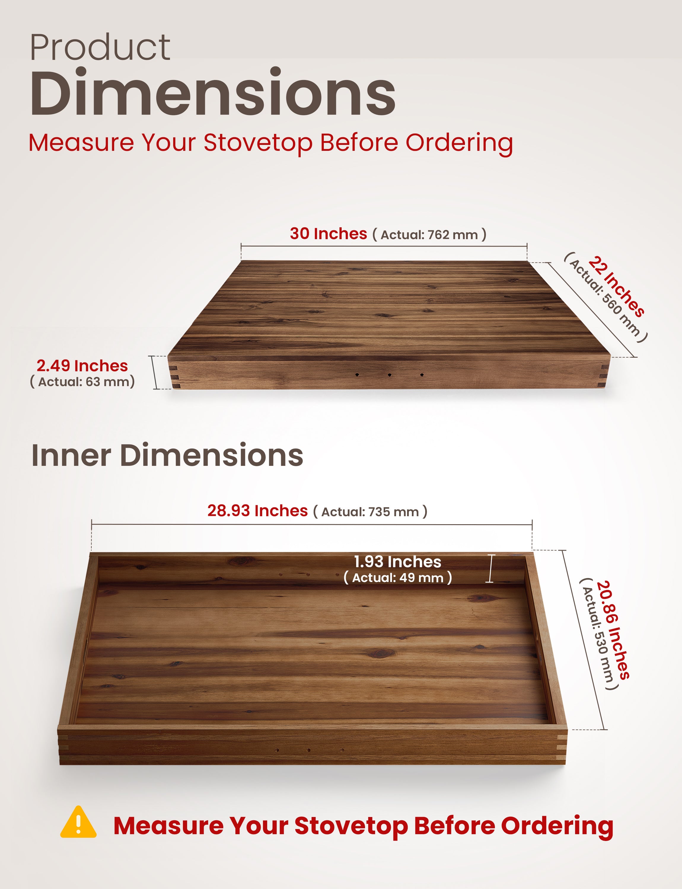 Stove Top Covers for Electric Stove, Noodle Board, 30”x22” (Outer)-thumbmail-3