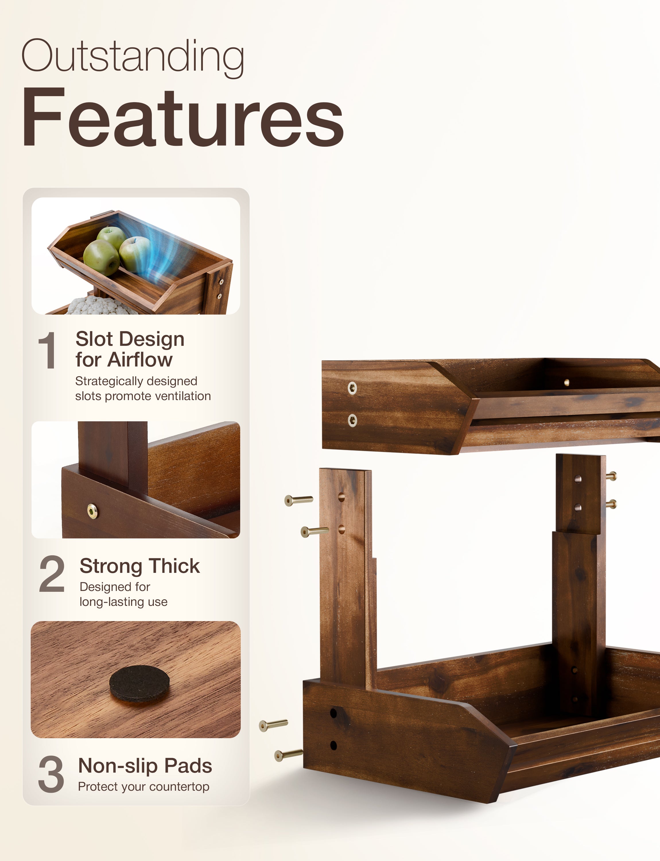 Acacia 2 Tier Fruit Basket, Sturdy, Easy Assembly-thumbmail-4