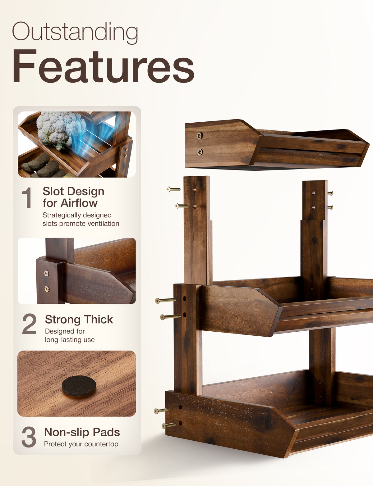 Acacia 3 Tier Fruit Basket, Sturdy, Easy Assembly-thumbmail-4