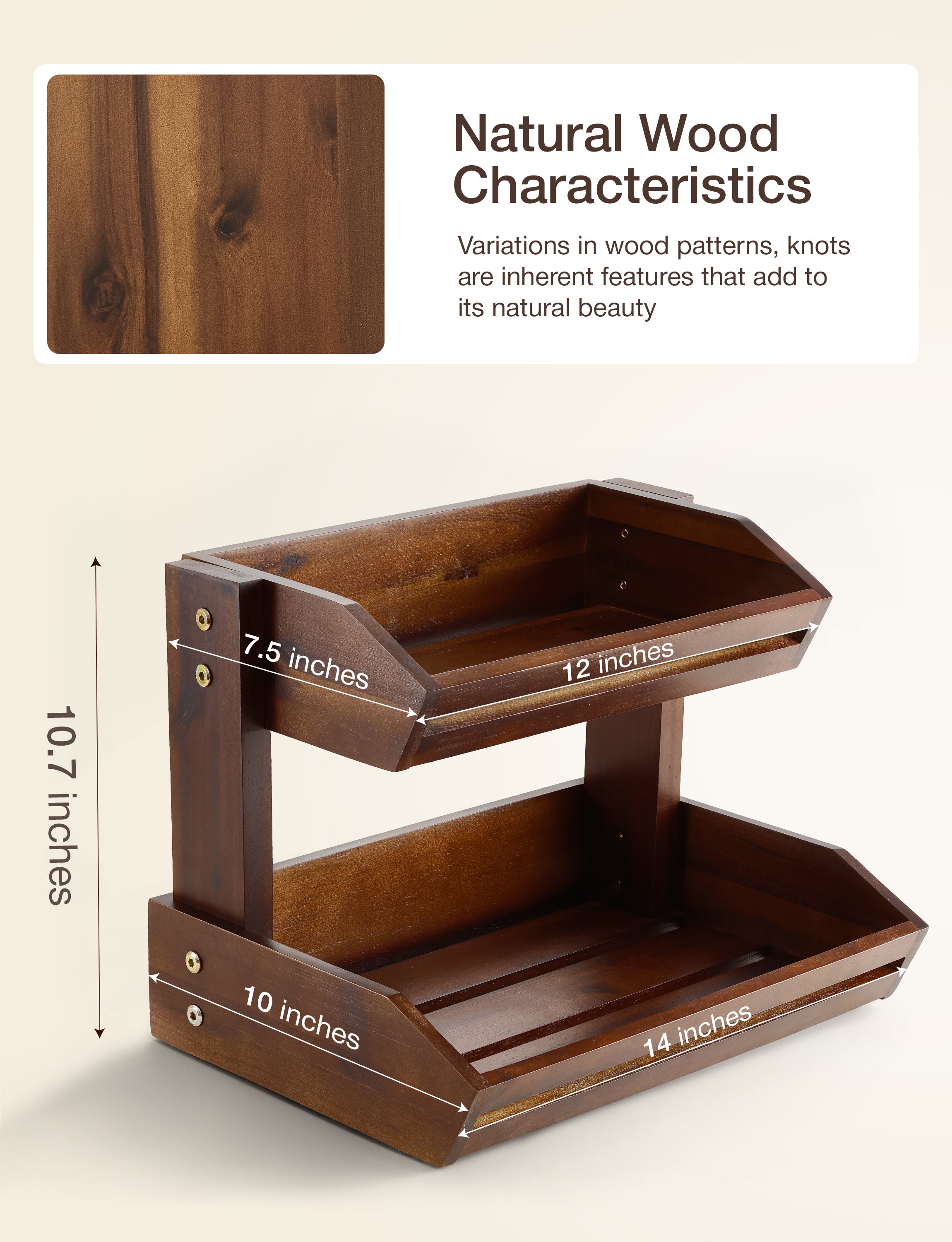 Acacia 2 Tier Fruit Basket, Sturdy, Easy Assembly-thumbmail-5