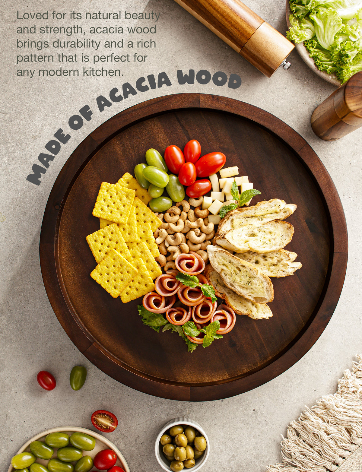 16" Rotating Wooden Lazy Susan Organizer for Cabinet (Walnut color)-thumbmail-5