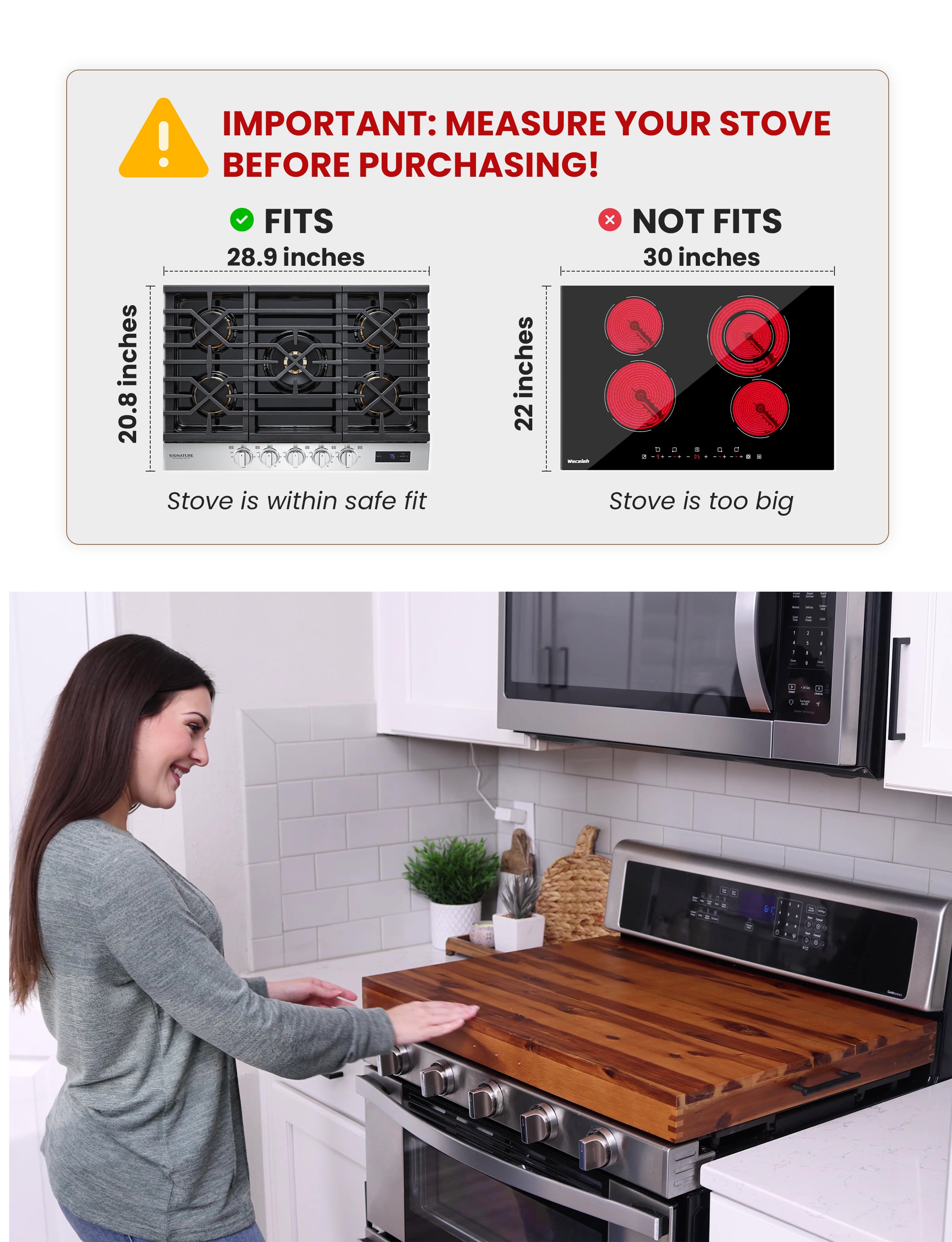 Stove Top Covers for Electric Stove, Noodle Board, 30”x22” (Outer)-thumbmail-6