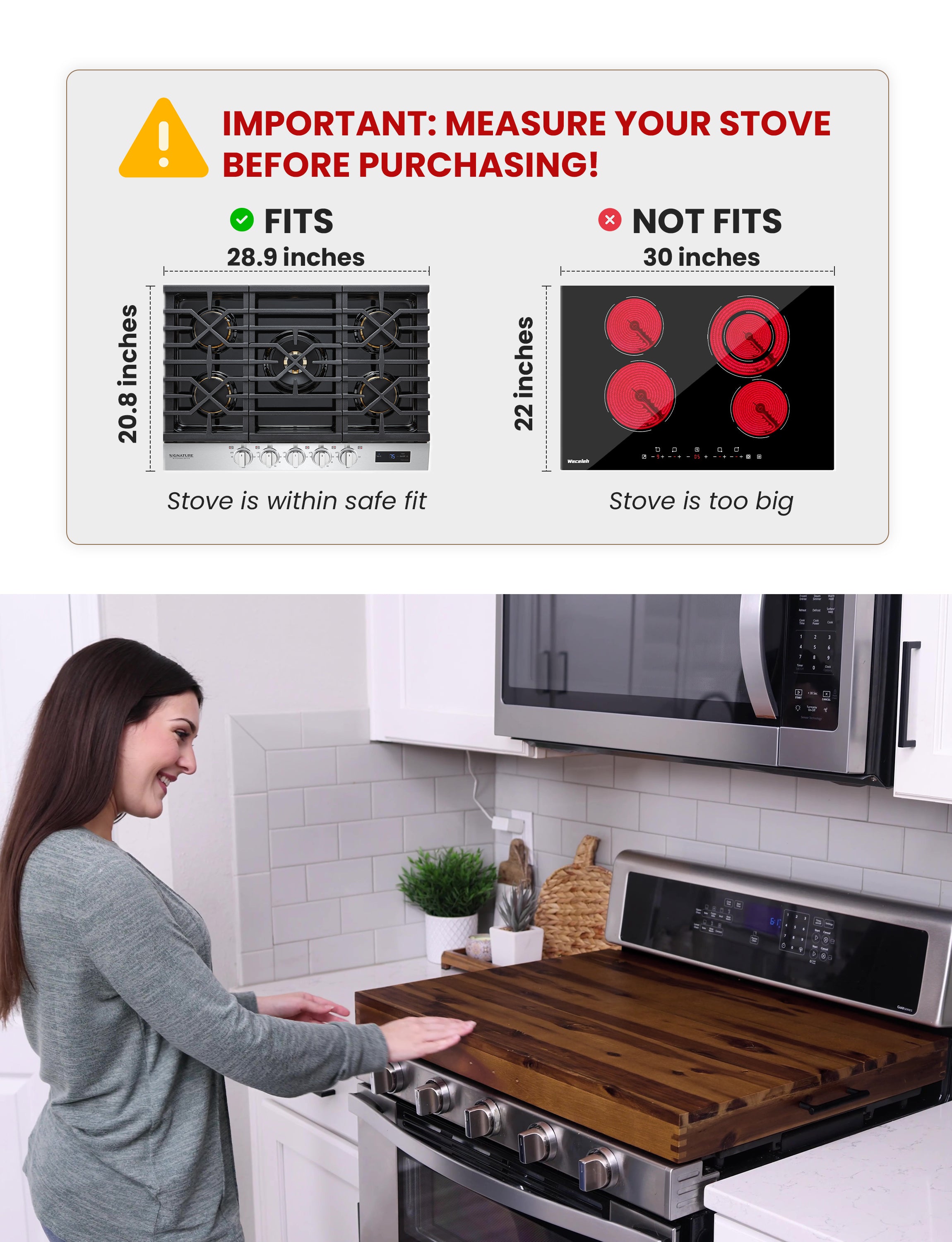 Stove Top Covers for Electric Stove, Noodle Board, 30”x22” (Outer)-thumbmail-7
