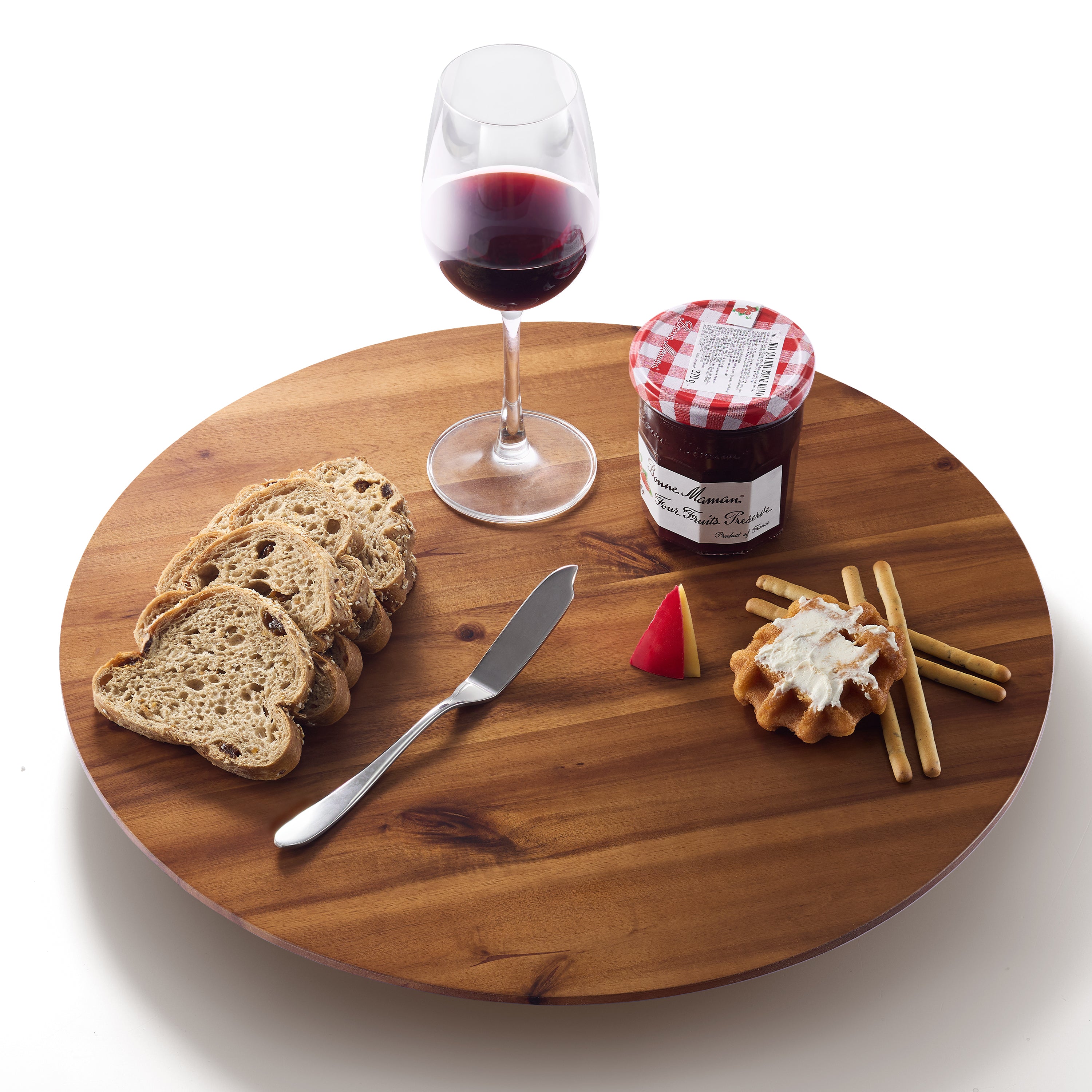 18" Acacia Wood Lazy Susan for Table Top, Swivel Charcuterie Board-thumbmail-1