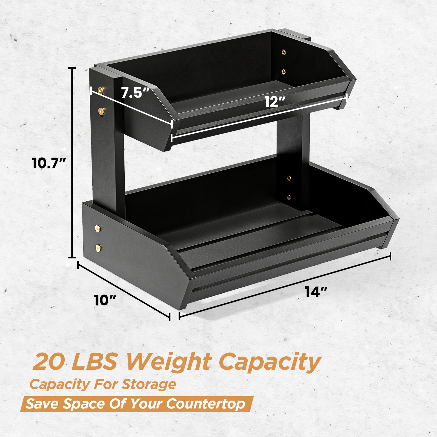 Acacia 2 Tier Fruit Basket, Easy Assembly, Versatile Use (Black)-thumbmail-3