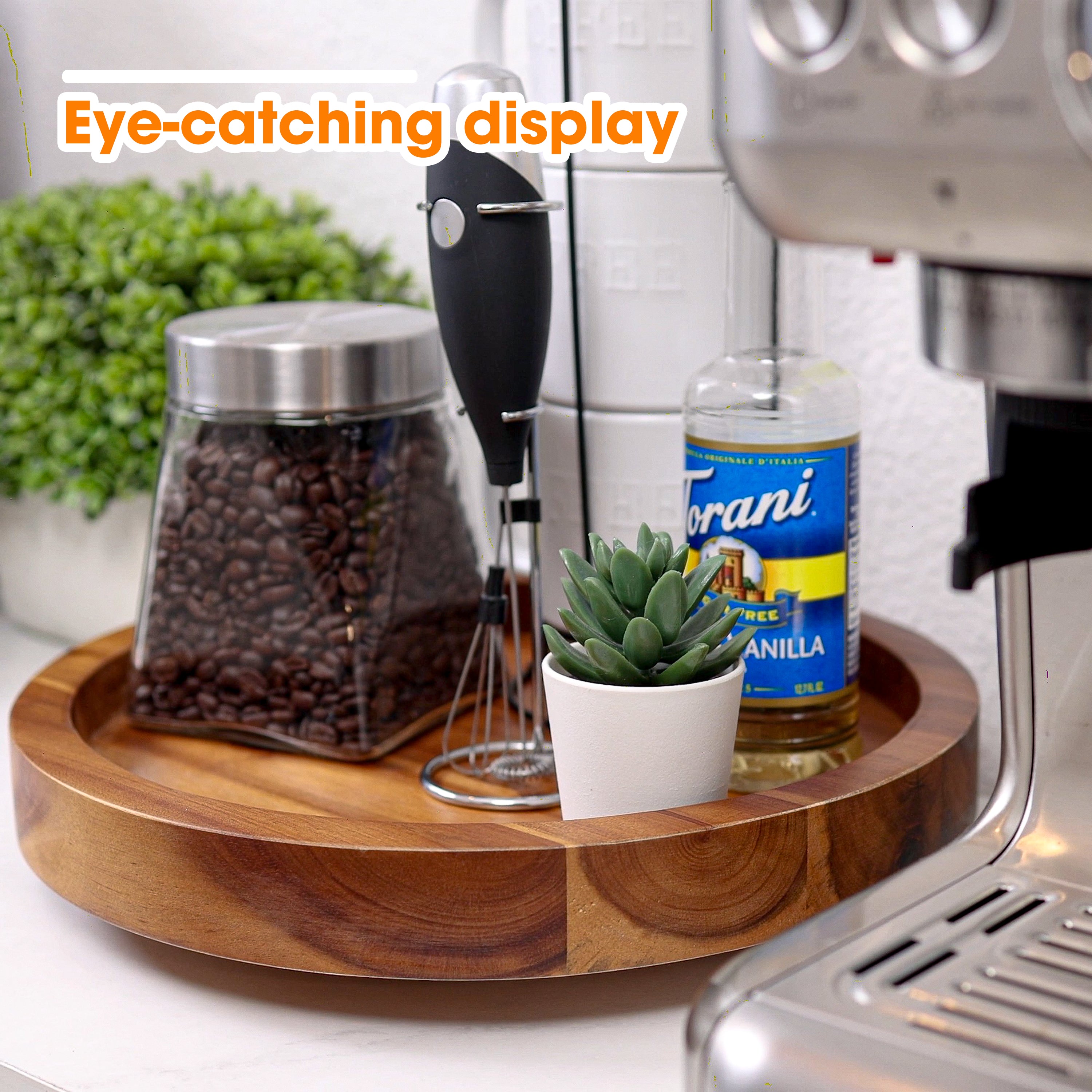 10" Wooden Lazy Susan Organizer for Cabinet, 360° Rotation, High Rim-thumbmail-3