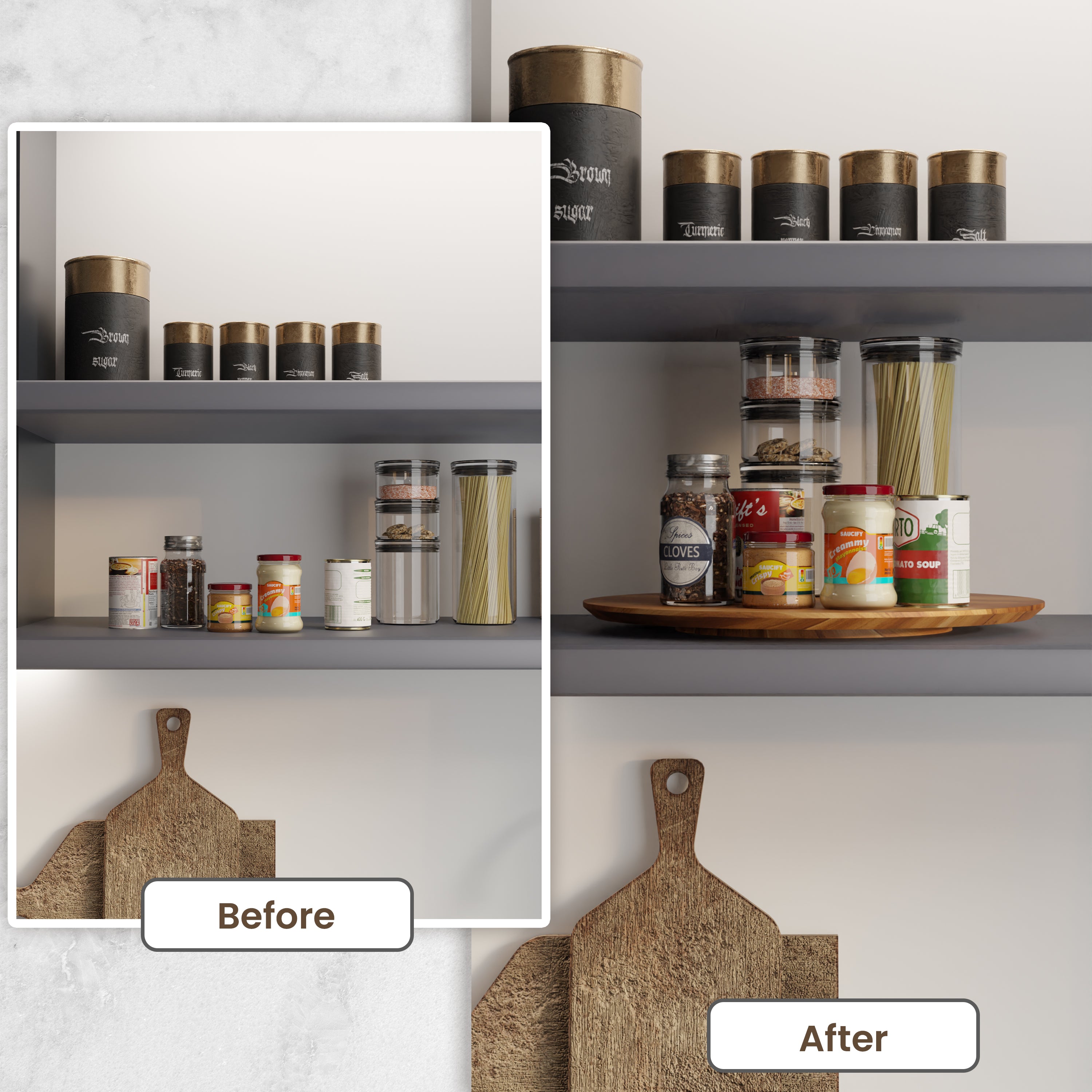 16" Wooden Lazy Susan Organizer for Cabinet, 360° Rotation, No Rim-thumbmail-6