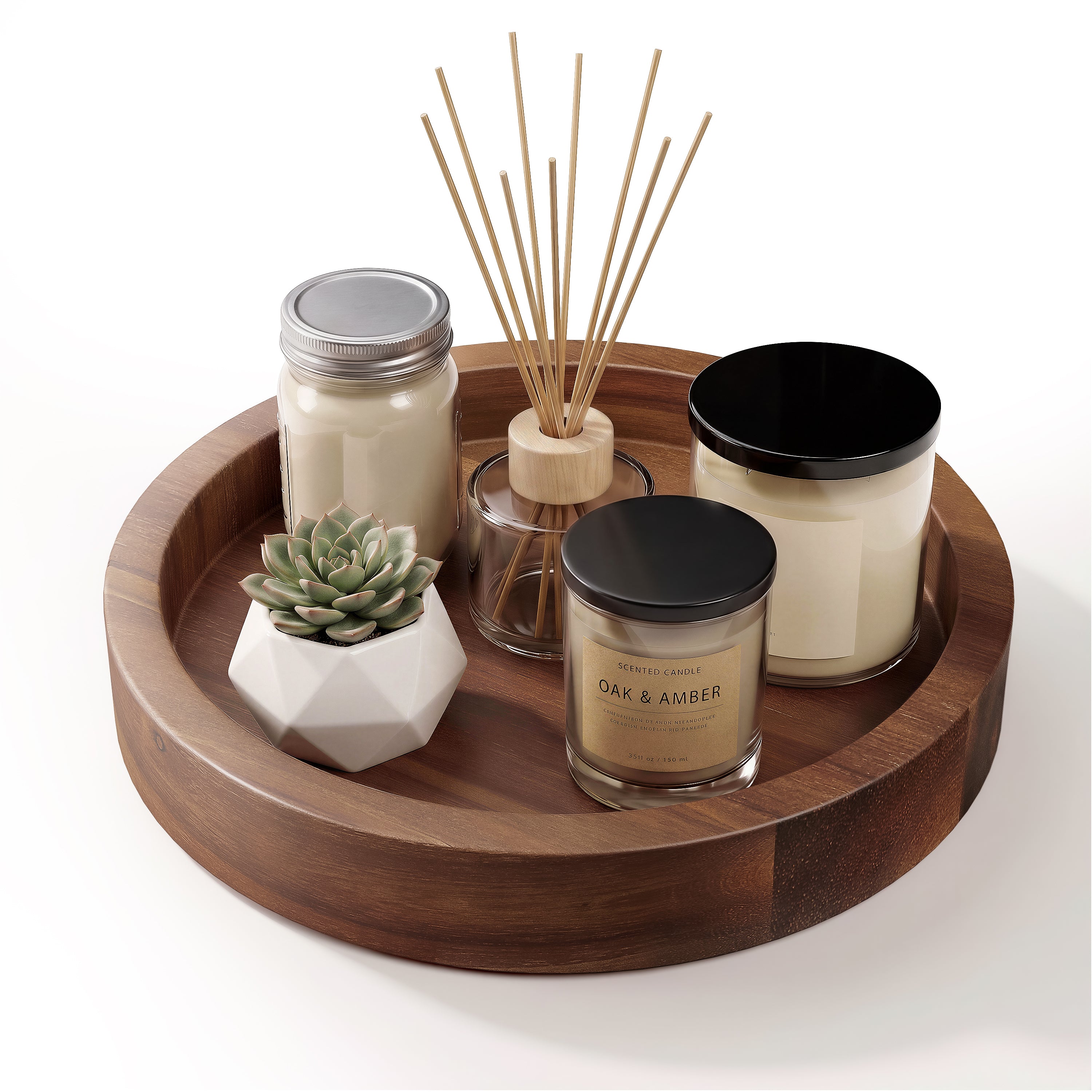 13" Rotating Wooden Lazy Susan Organizer for Cabinet (Walnut color)-thumbmail-1