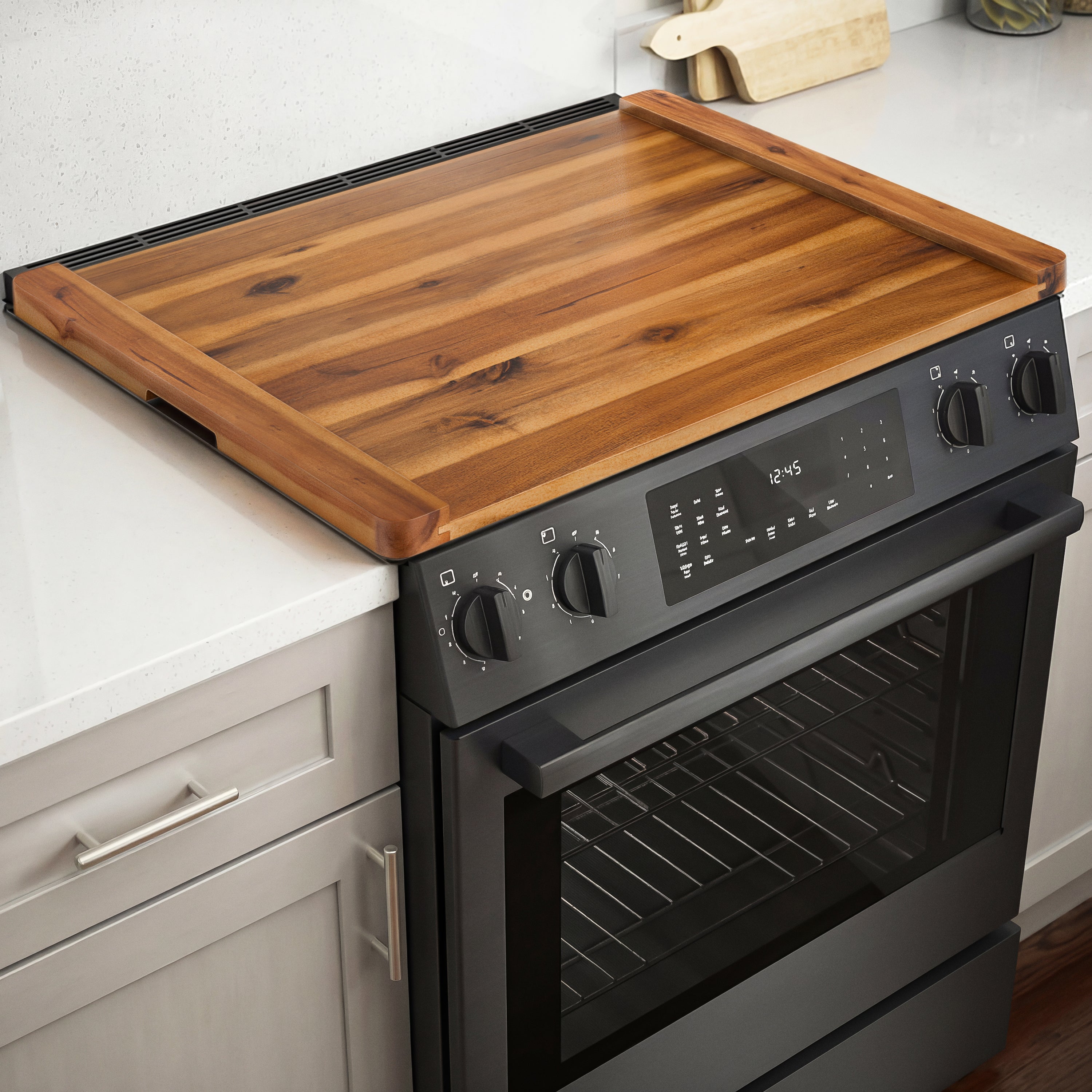 Acacia Wooden Stove Top Cover, 29.5x21.7 with Handles, Multi-Use-thumbmail-1