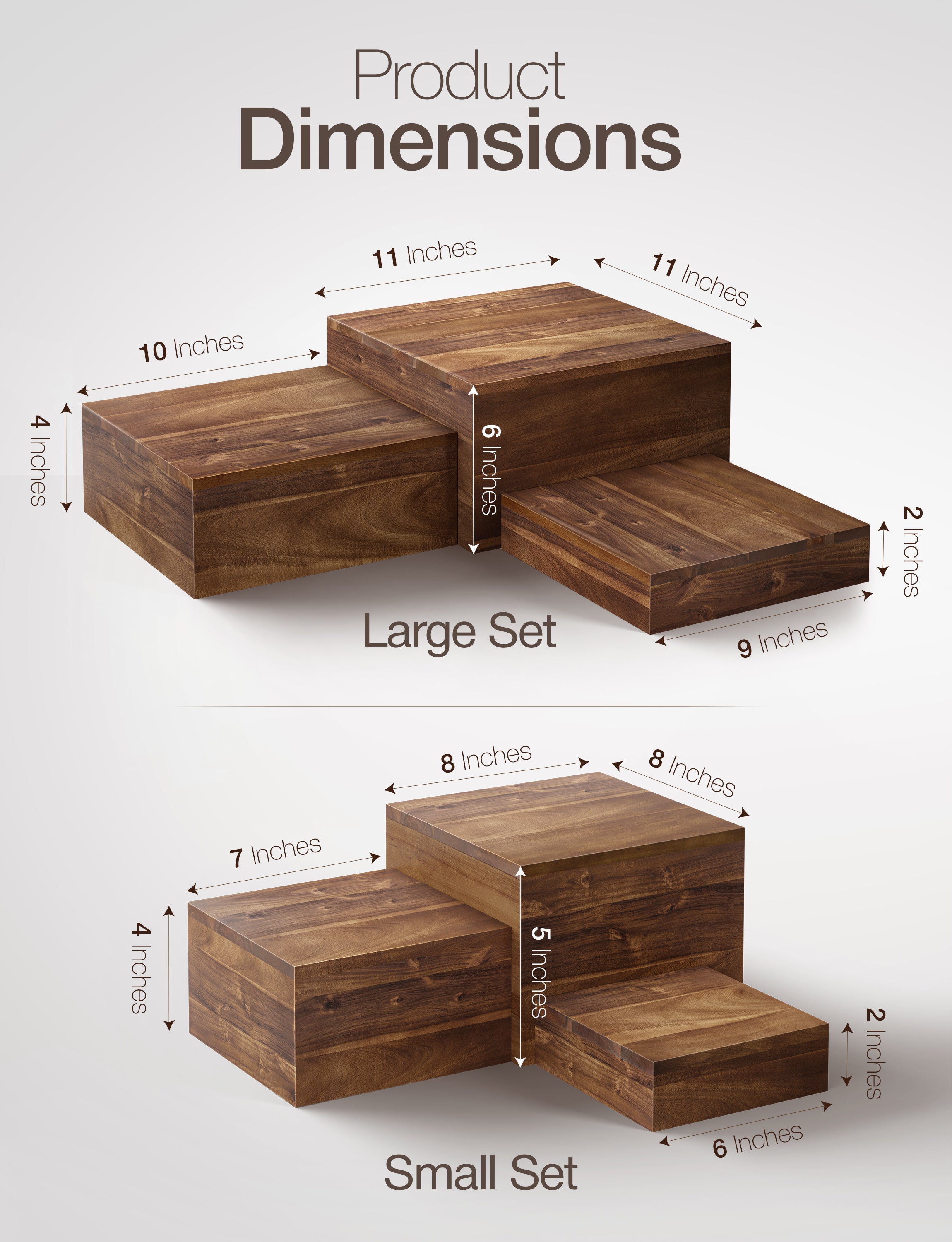 Buffet Risers And Stands, Food Risers for Buffet Table, Walnut Color-thumbmail-3