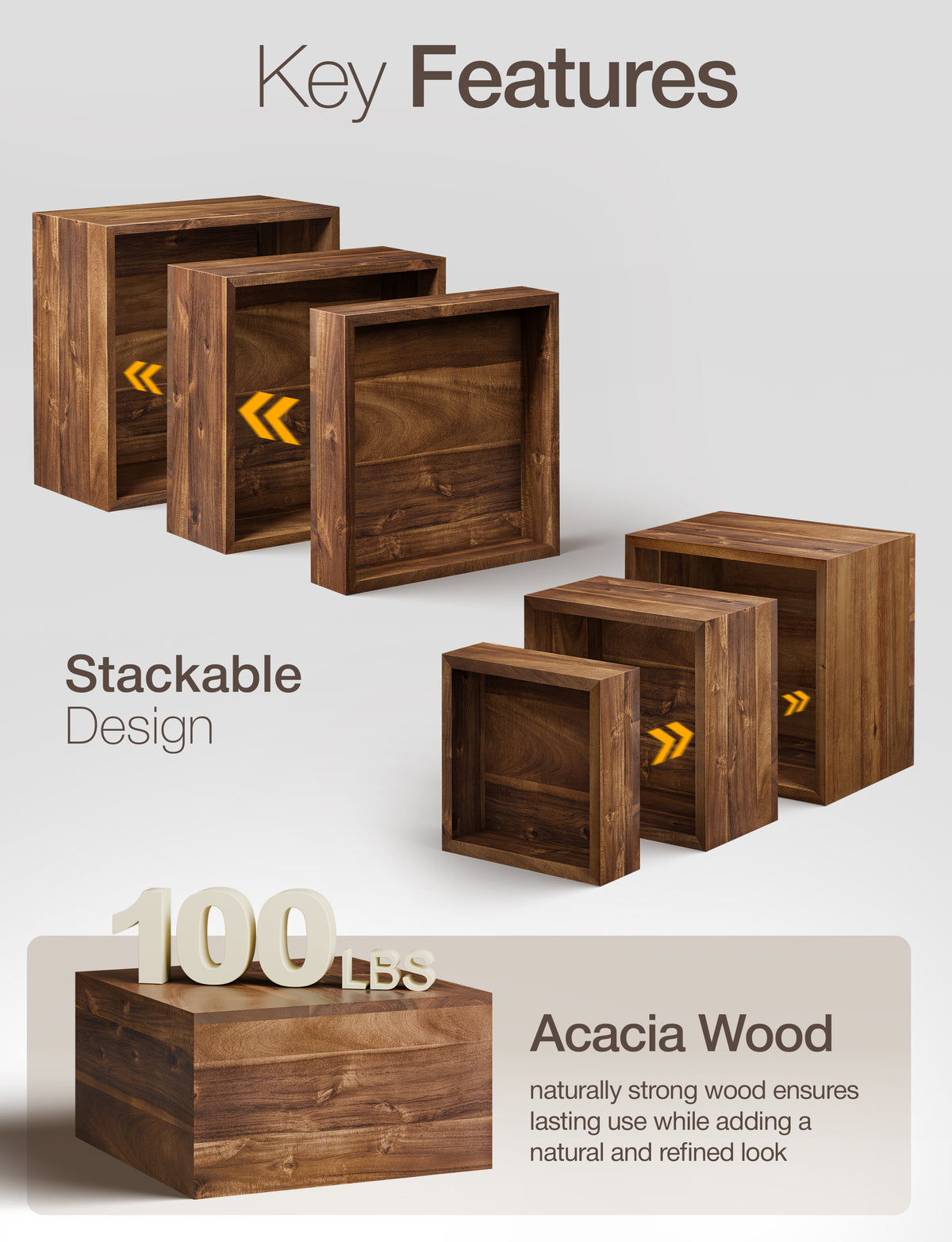 Buffet Risers And Stands, Food Risers for Buffet Table, Walnut Color-thumbmail-4