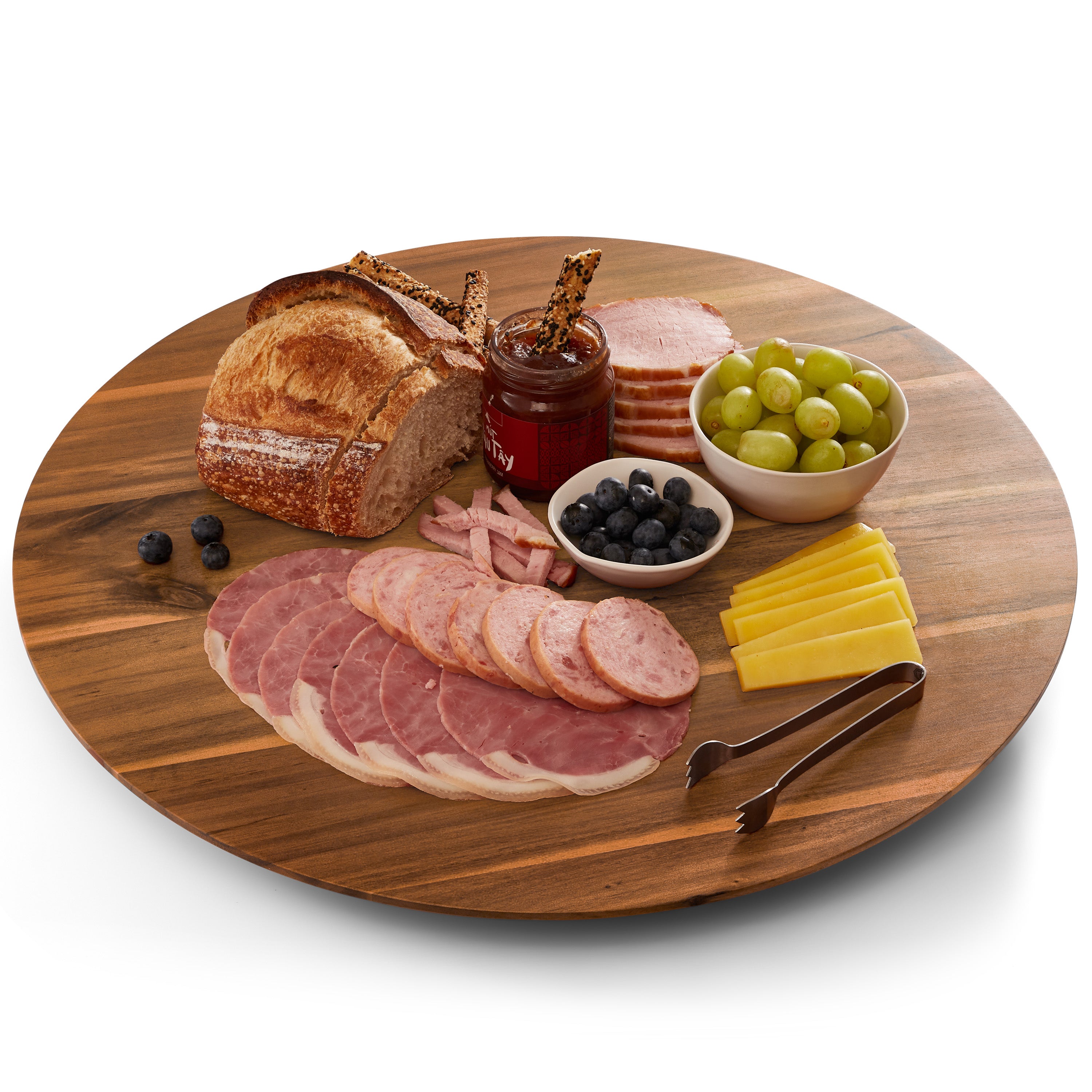 21" Acacia Wood Lazy Susan for Table Top, Swivel Charcuterie Board
