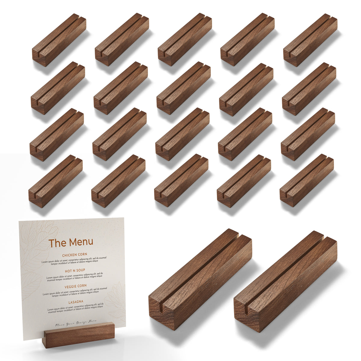 20PCS Oak Wood Place Card Holder for Acrylic Signs (Walnut color)-thumbmail-1