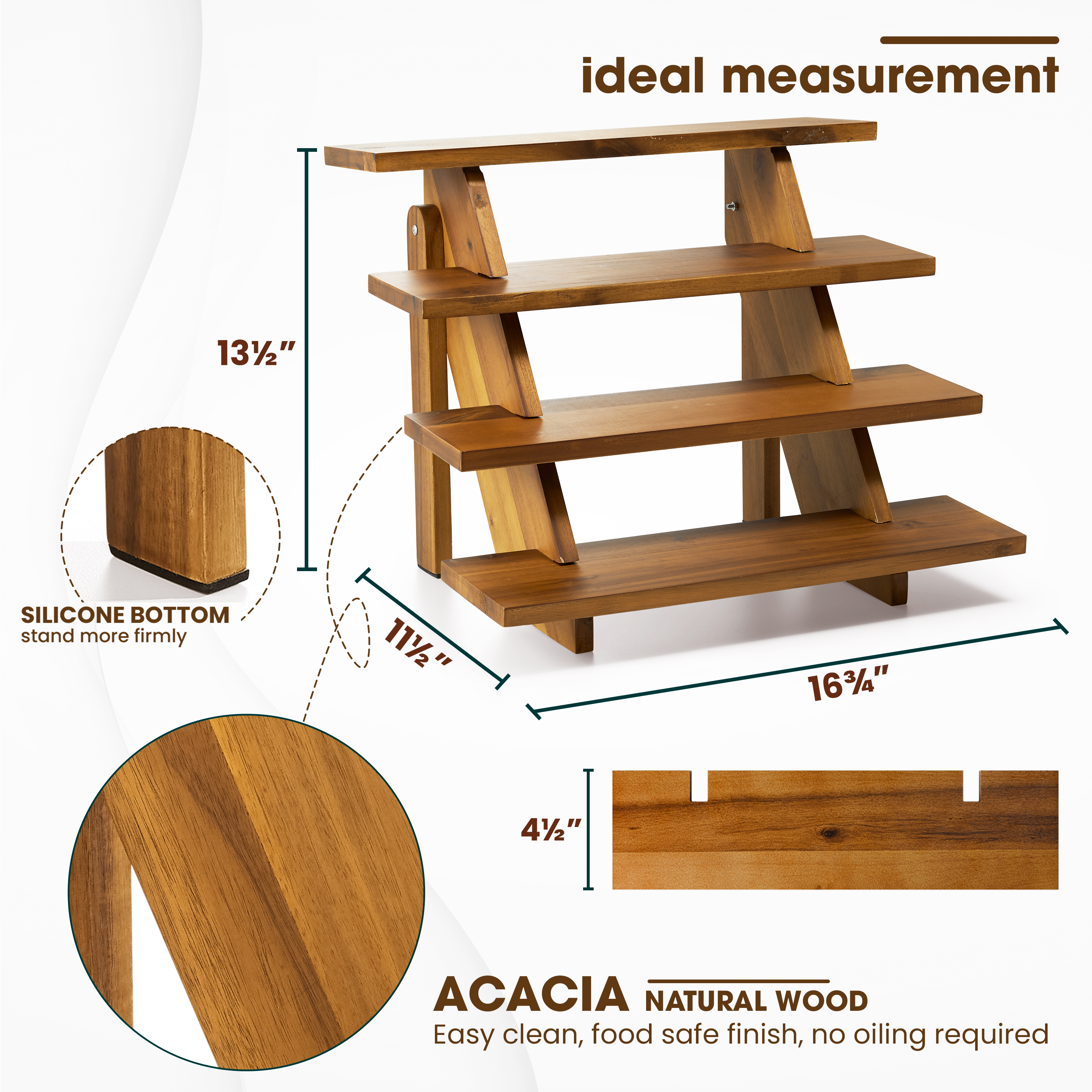 Wooden 4-Tier Cupcake Display Stand, Easy Assembly, Non-Skid Pads-thumbmail-3