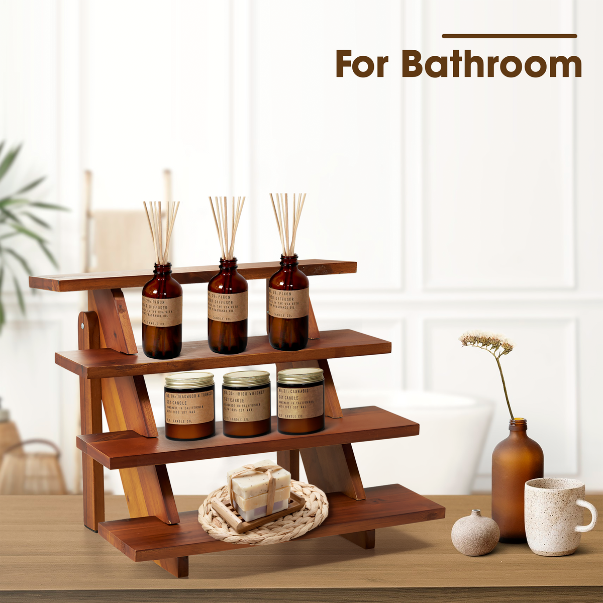 Wooden 4-Tier Cupcake Display Stand, Easy Assembly, Non-Skid Pads-thumbmail-4