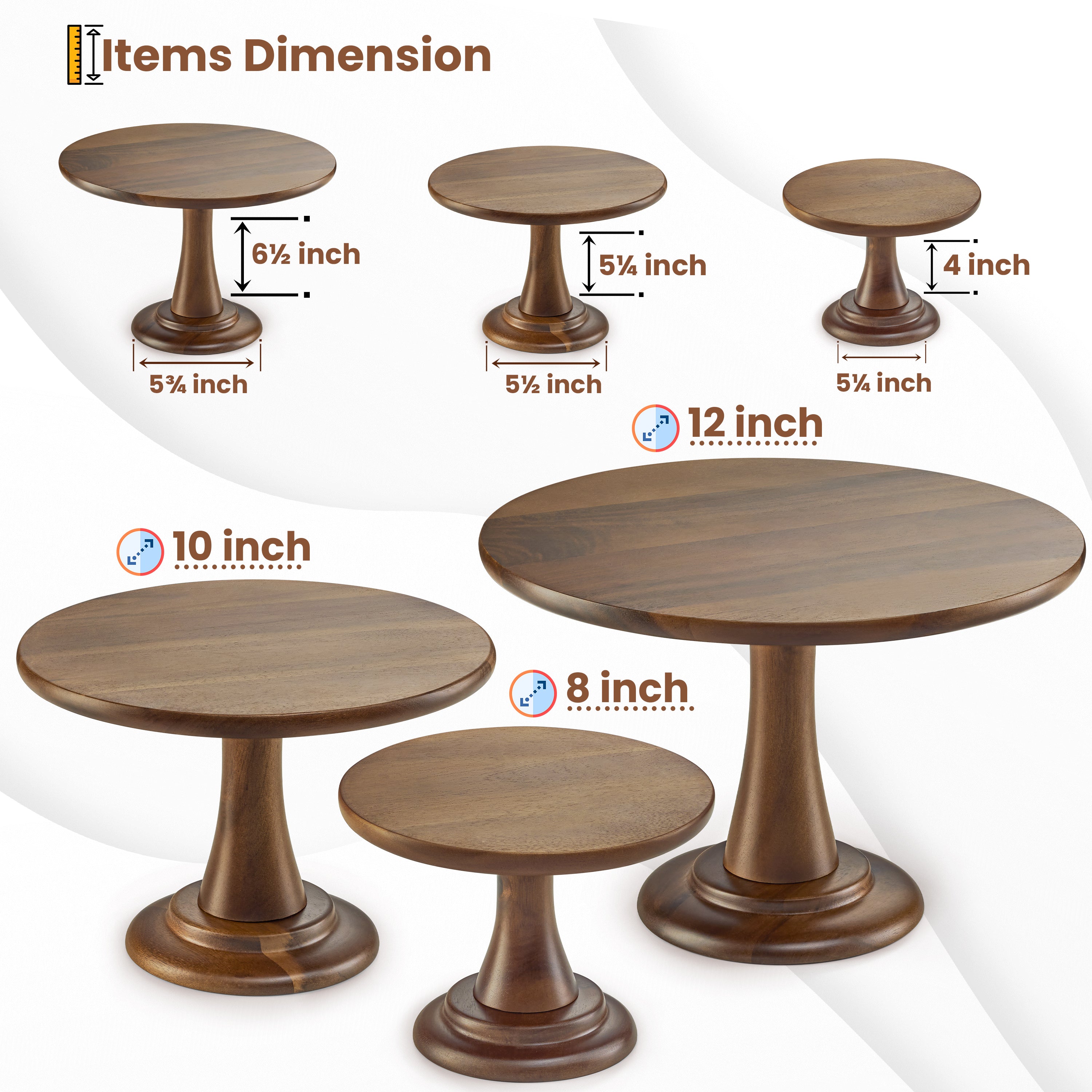 Set of 3 Size Wood Cake Stand Set, Easy To Assemble, Removable Tray-thumbmail-3
