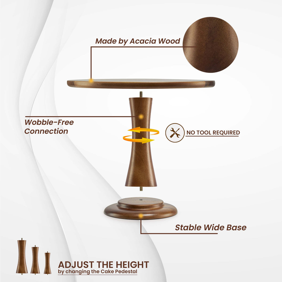 Set of 3 Size Wood Cake Stand Set, Easy To Assemble, Removable Tray-thumbmail-4