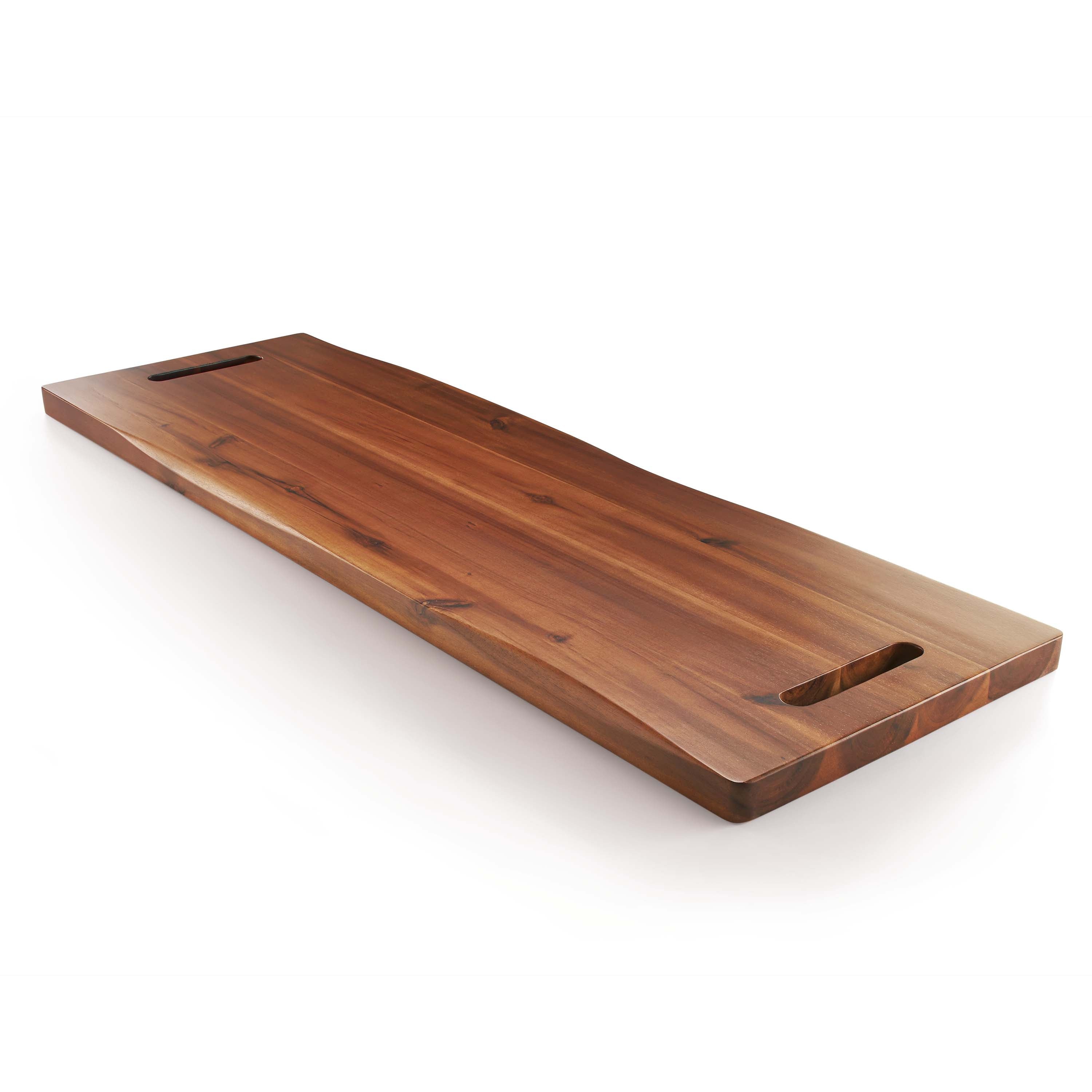36" Large Acacia Wood Charcuterie Board, Built-in Handles, Raw Edge-thumbmail-1