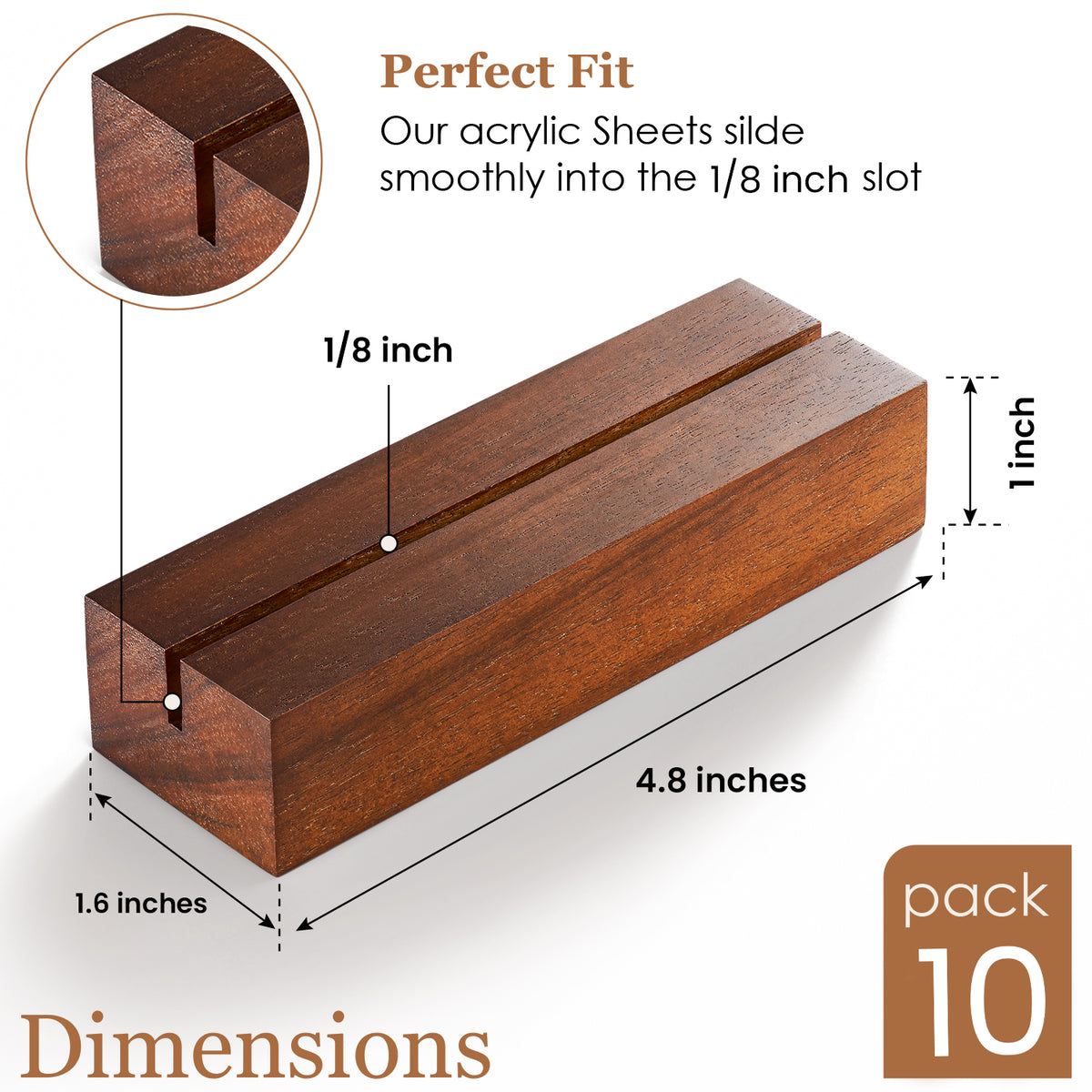 10PCS Acacia Wood Place Card Holder for Acrylic Sign, Table Number-thumbmail-4