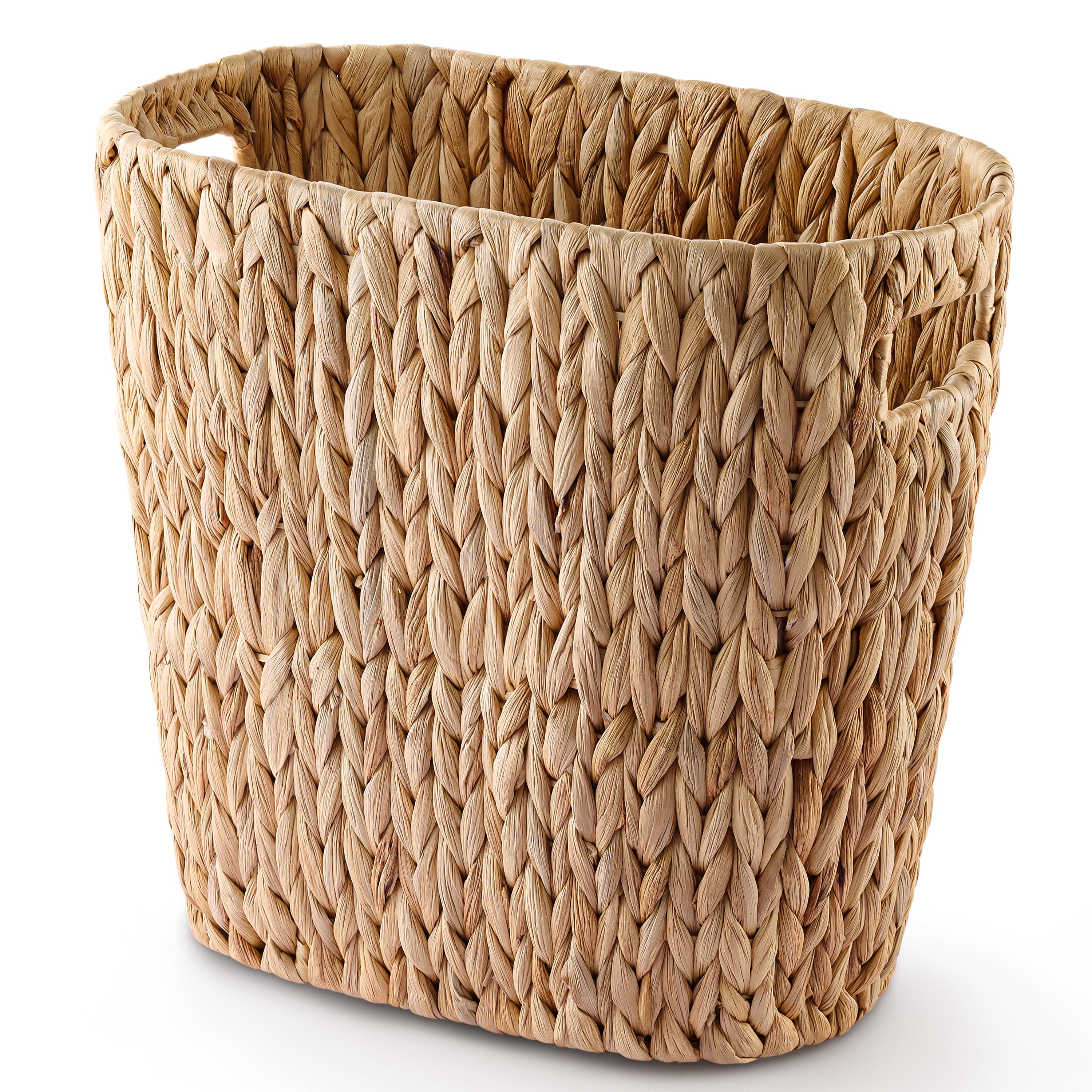 Water Hyacinth Wicker Waste Basket for Bathroom with Handle,4 Gallon-thumbmail-1