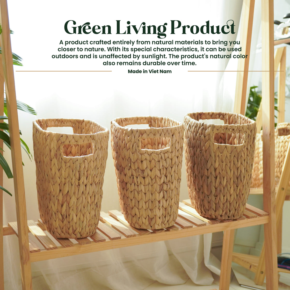 Water Hyacinth Wicker Waste Basket for Bathroom with Handle,4 Gallon-thumbmail-6
