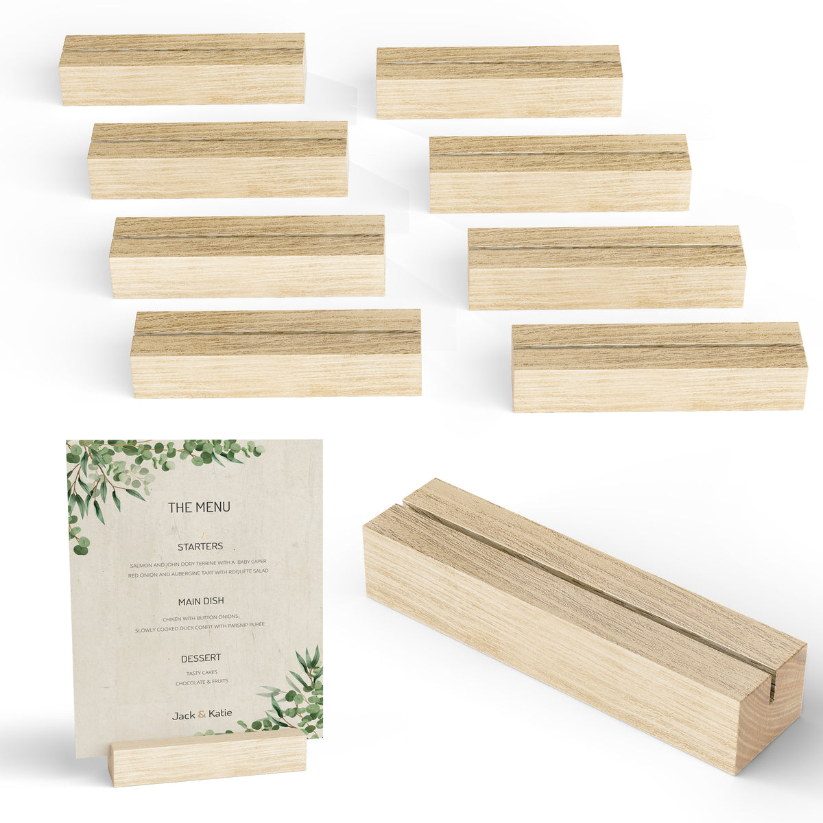 10PCS Oak Wood Place Card Holder for Acrylic Signs, Picture Display