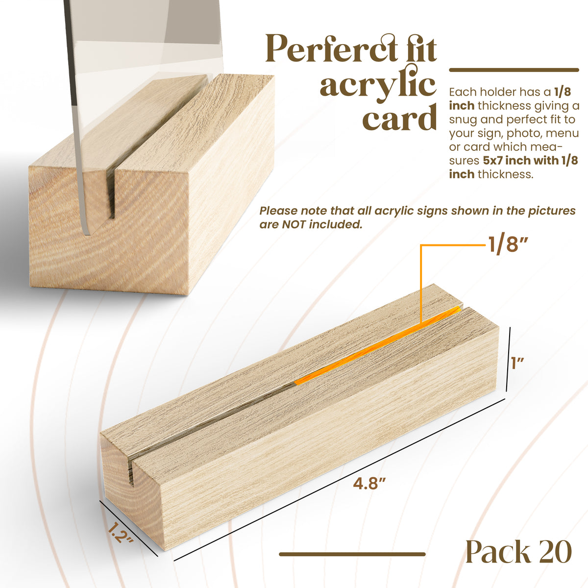 20PCS Oak Wood Place Card Holder for Acrylic Signs, Picture Display-thumbmail-5