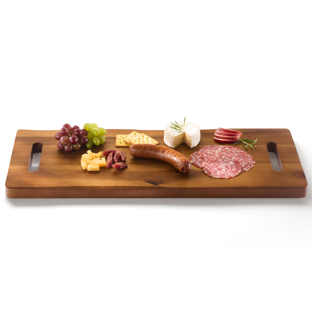 24" Large Acacia Wood Charcuterie Board, Built-in Handles, Raw Edge-thumbmail-1