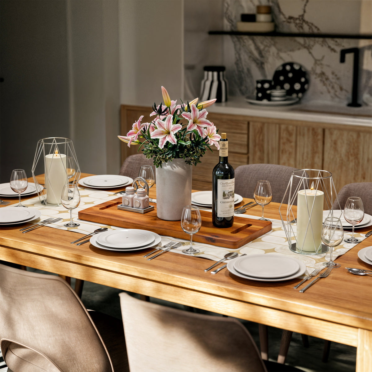 24" Large Acacia Wood Charcuterie Board, Built-in Handles, Raw Edge-thumbmail-6