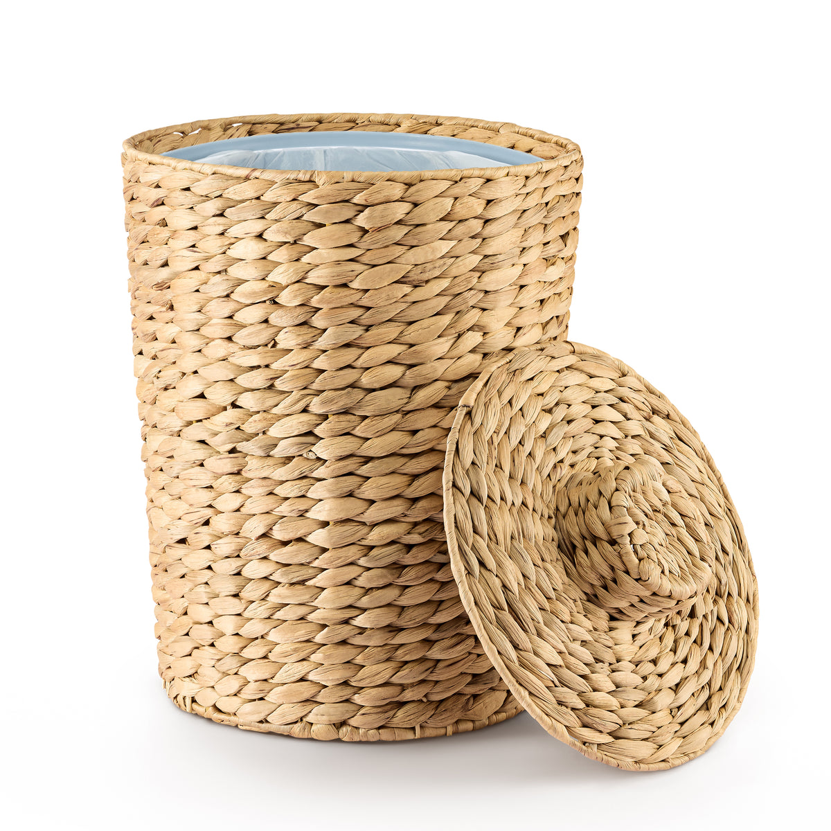 Water Hyacinth Bathroom Garbage Can with a Lid, 2 Gallon Capacity-thumbmail-1