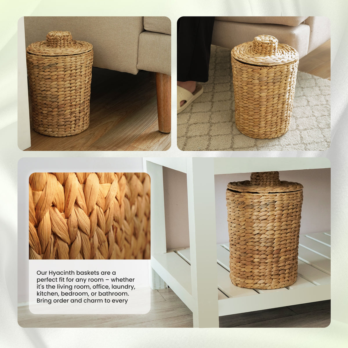 Water Hyacinth Bathroom Garbage Can with a Lid, 2 Gallon Capacity-thumbmail-2