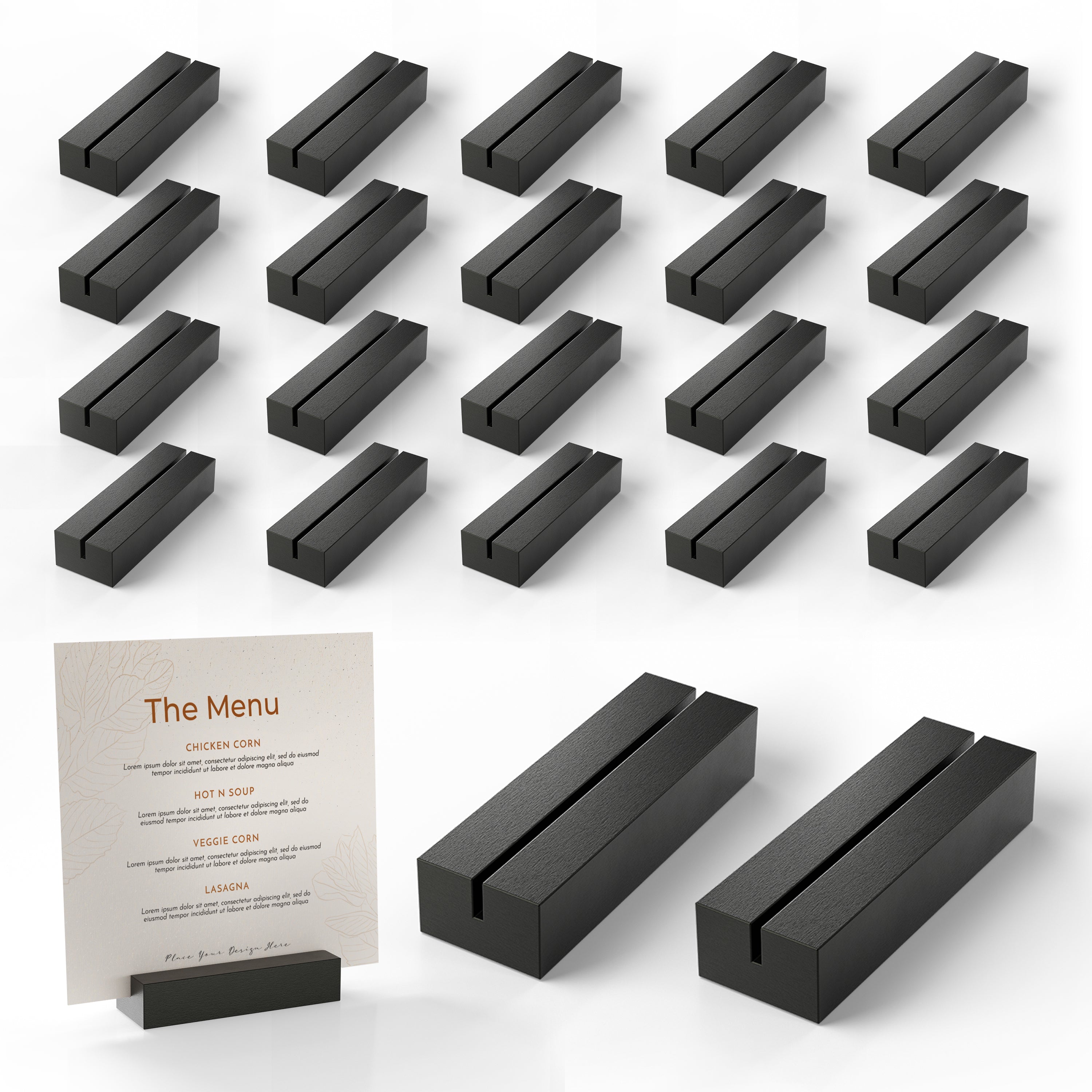 20PCS Acacia Wood Place Card Holder for Acrylic Sign (Black color)-thumbmail-1
