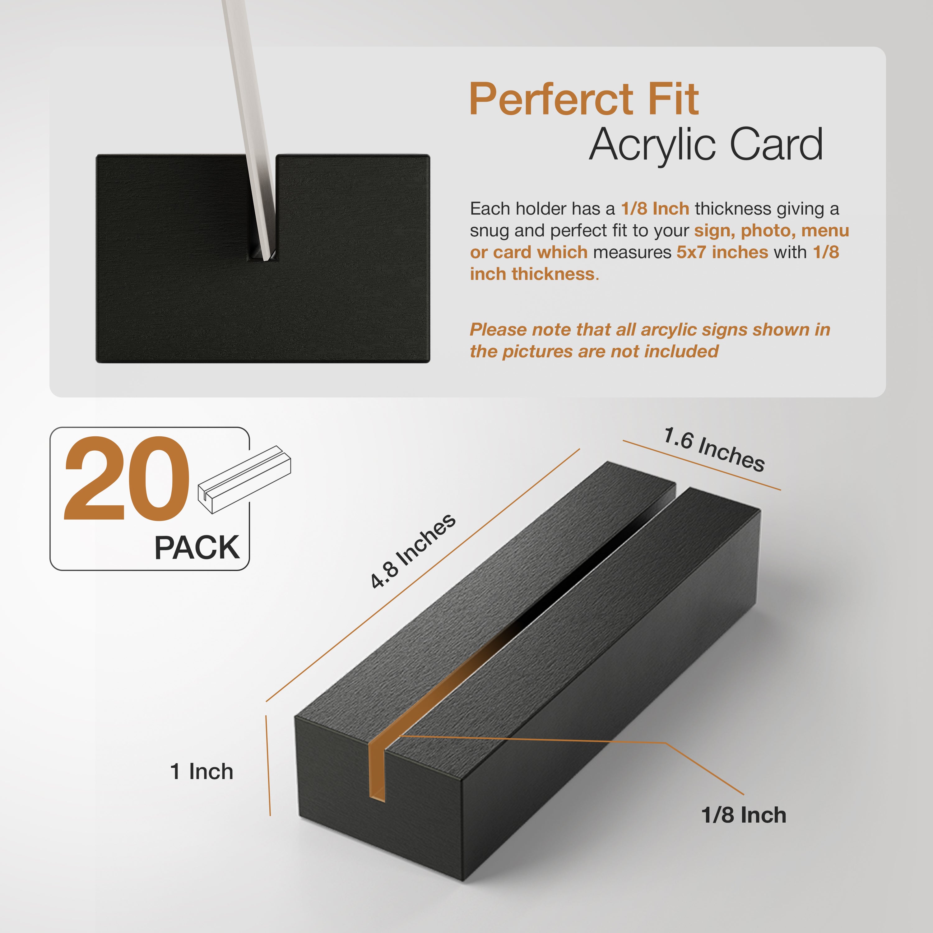 20PCS Acacia Wood Place Card Holder for Acrylic Sign (Black color)-thumbmail-2