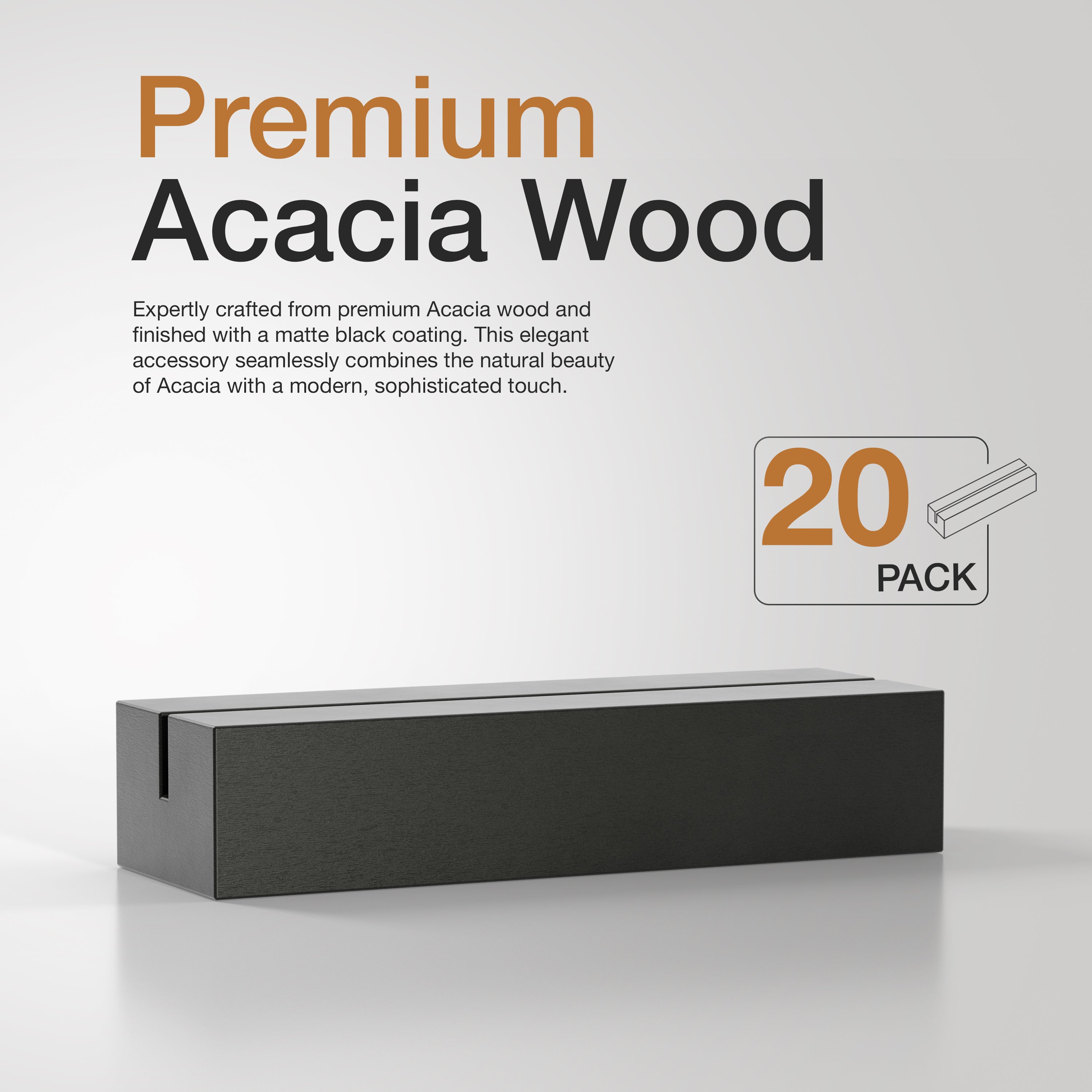 20PCS Acacia Wood Place Card Holder for Acrylic Sign (Black color)-thumbmail-5