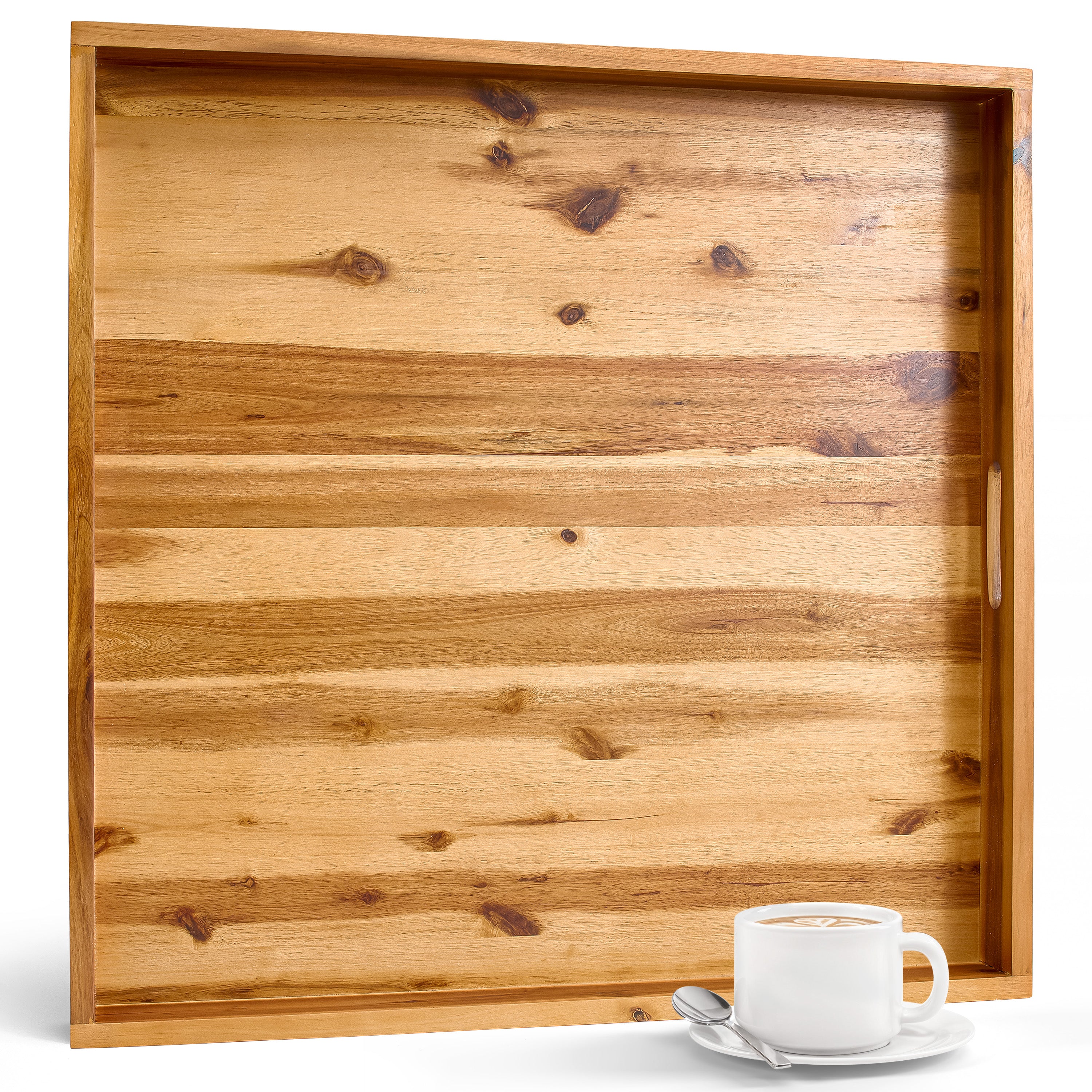 24" x 24" Square Wooden Ottoman Tray, Built-in Handles, Serving Tray-thumbmail-1