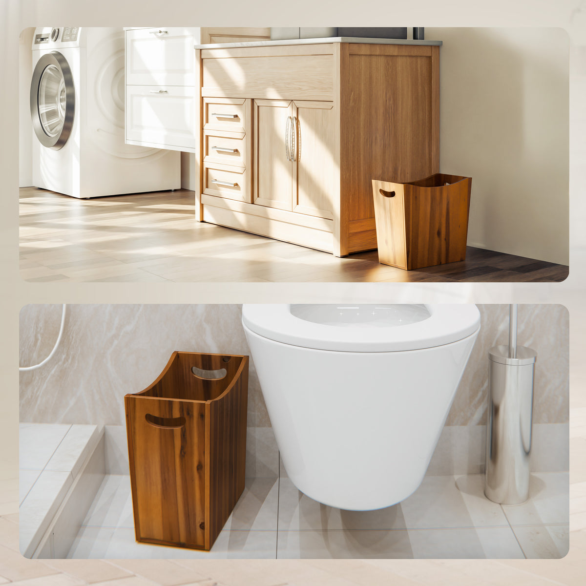 3-Gallon Wood Trash Can with Handles for Kitchen, Bathroom, Office-thumbmail-5