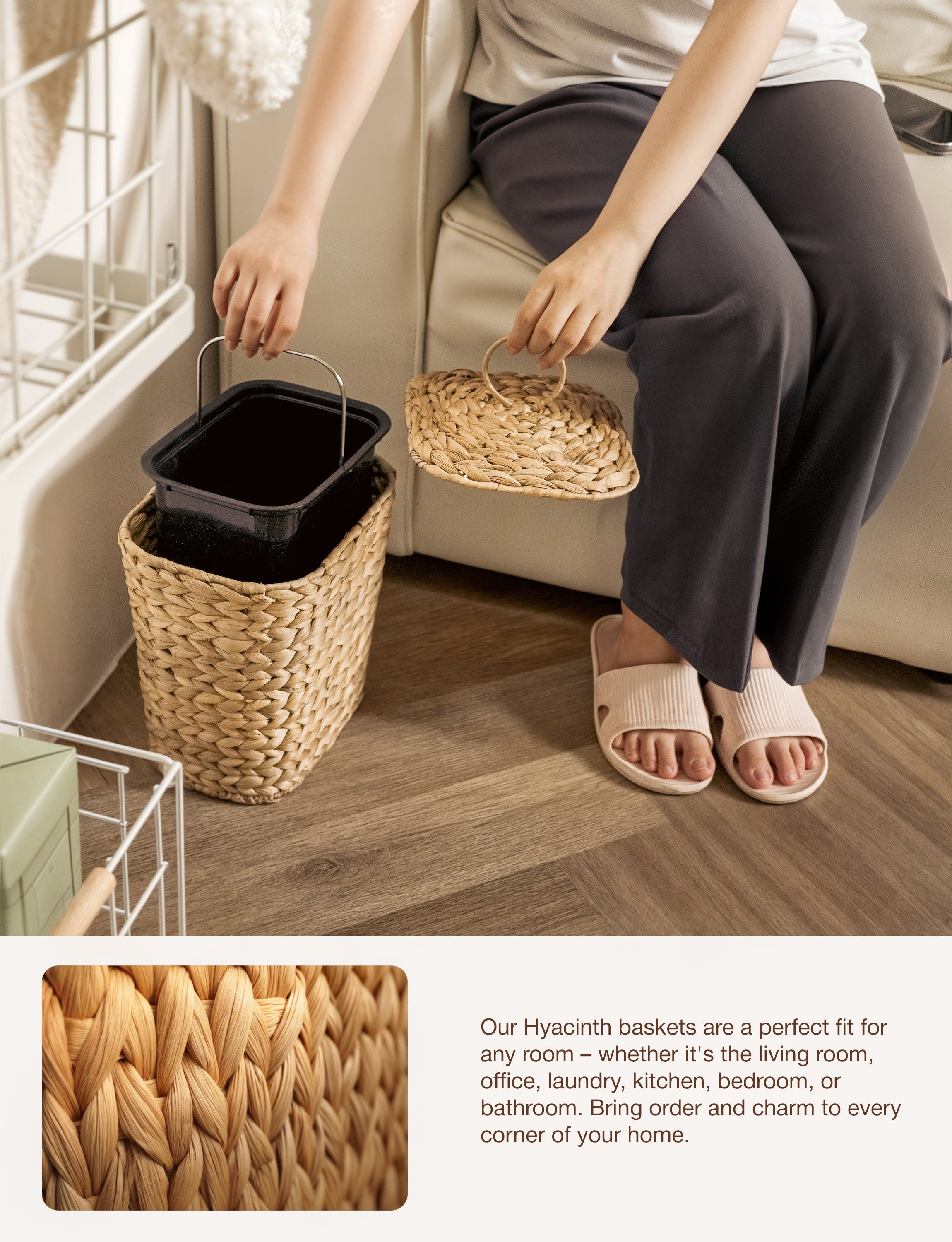 1.5 Gallon Wicker Wastebasket with Lid, Woven from Water Hyacinth-thumbmail-5