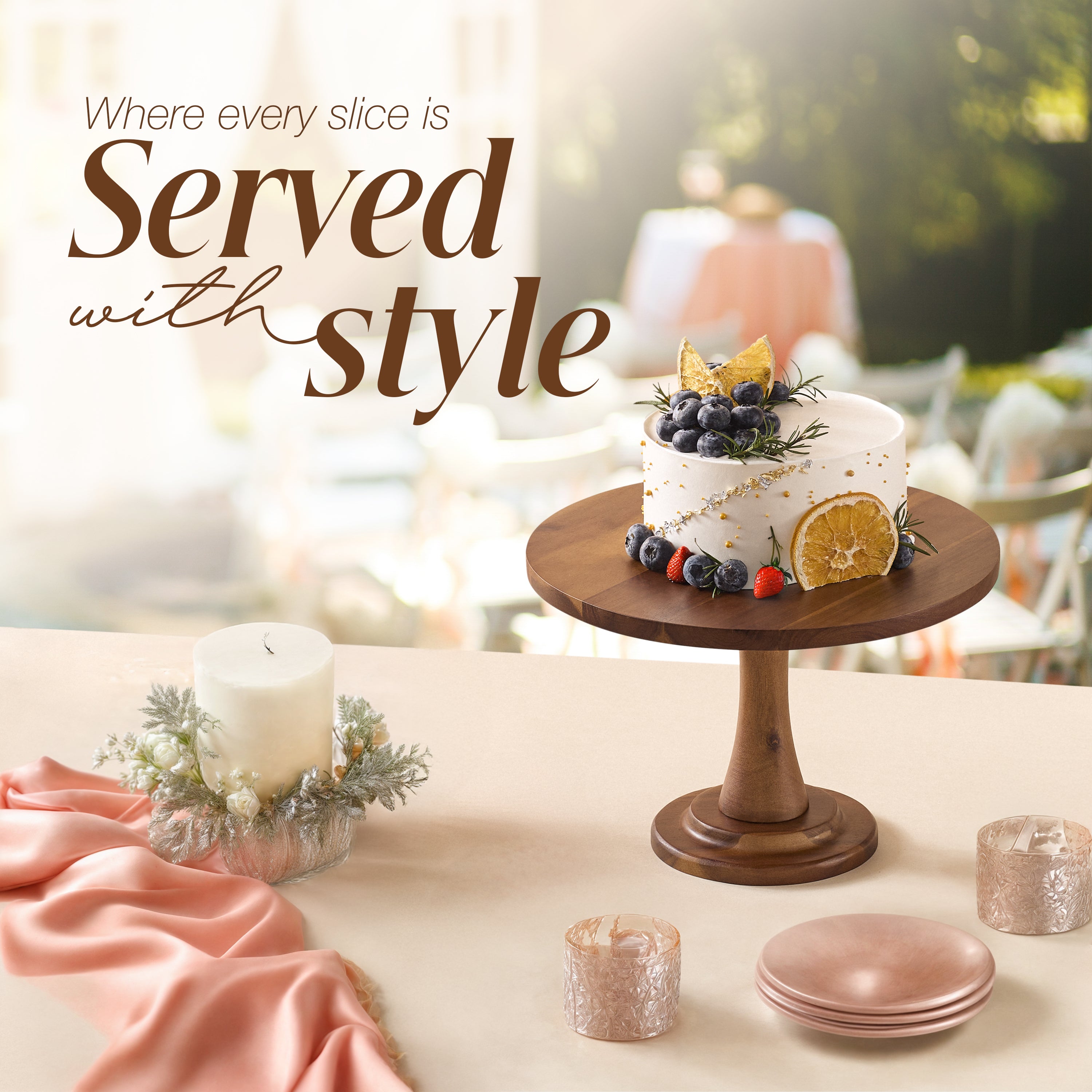 12" Wooden Round Cake Stands for Cupcake,Tall & Sturdy, Removable