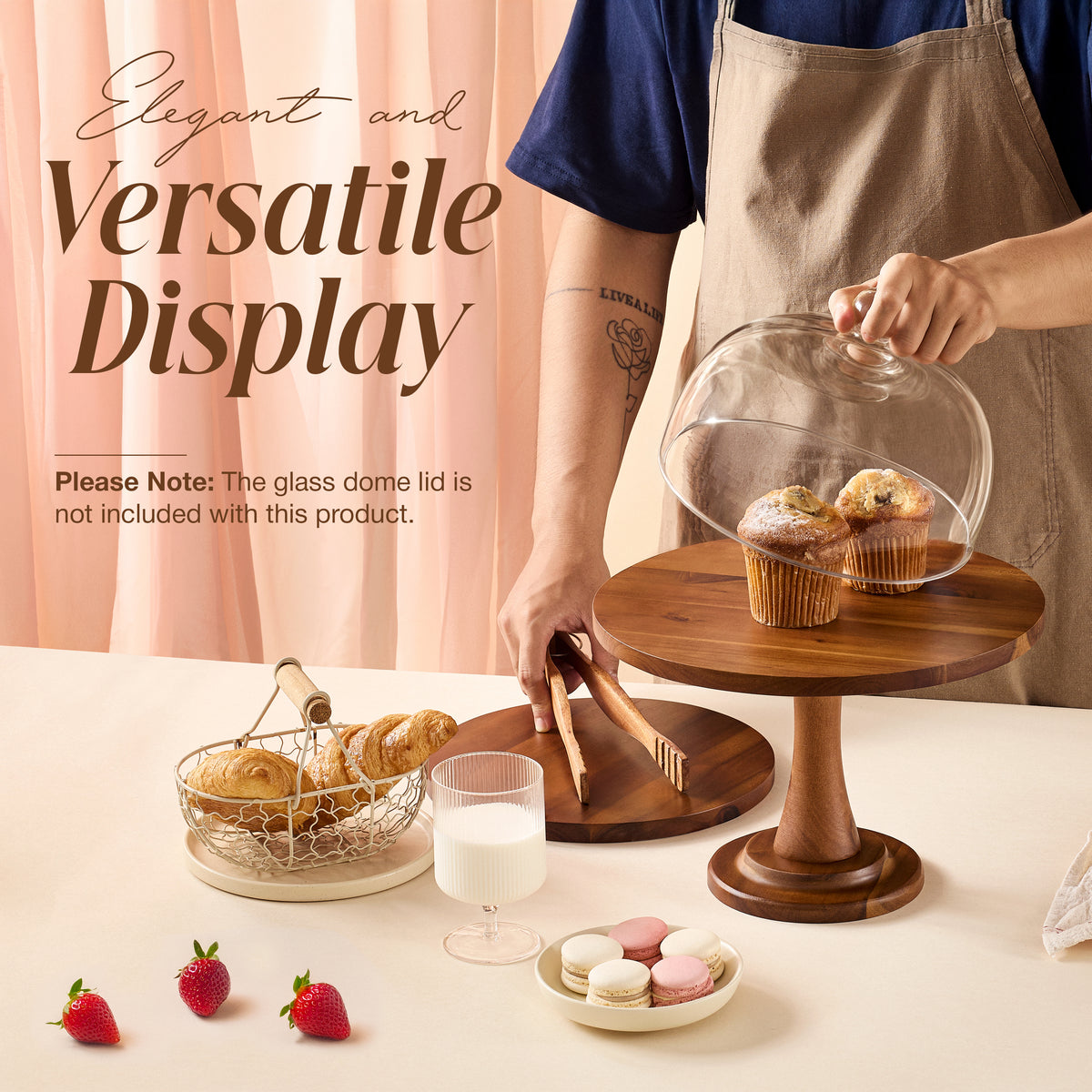 12" Wooden Round Cake Stands for Cupcake,Tall & Sturdy, Removable-thumbmail-6
