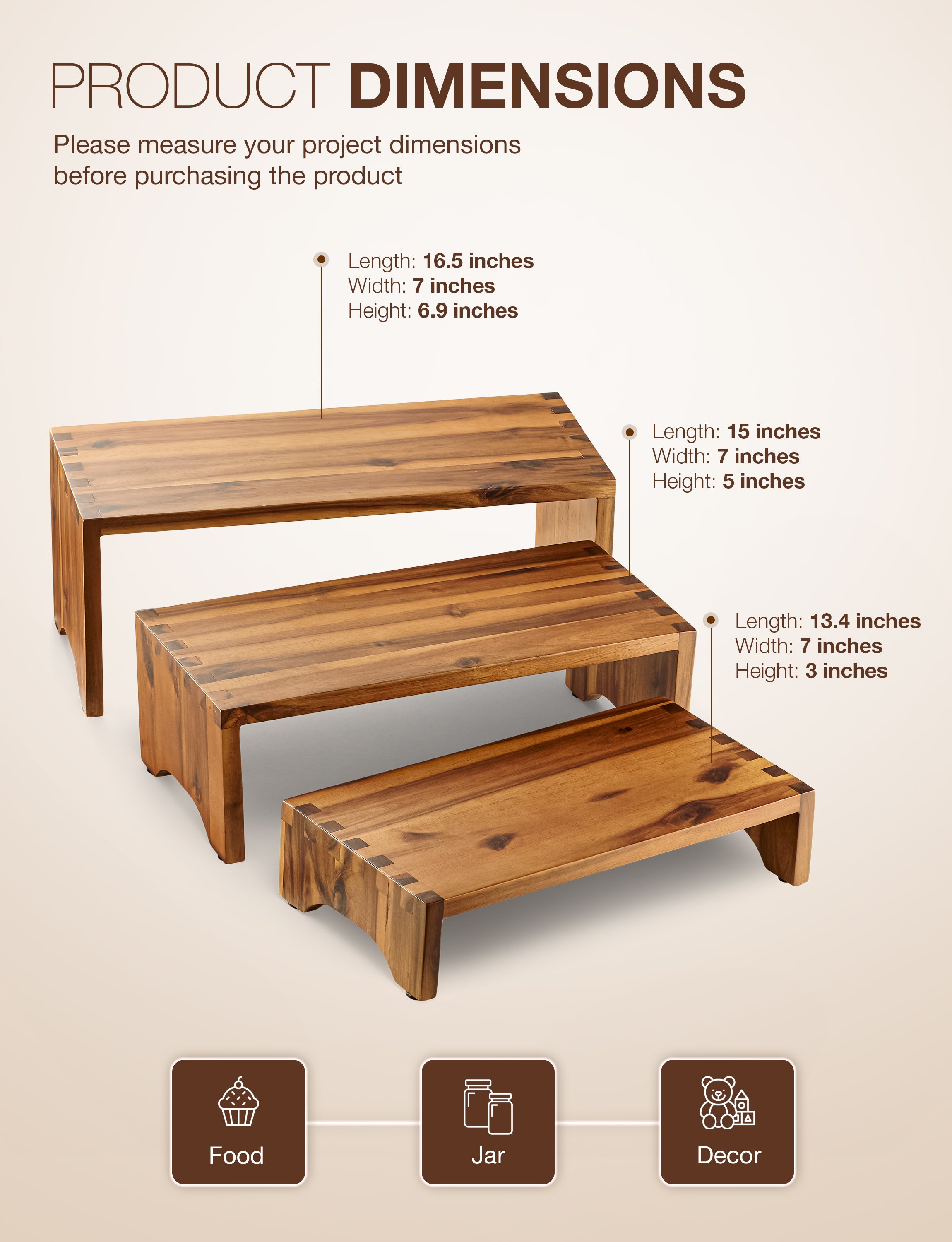 Wooden 3 Tier Cupcake Stand, Riser Display Stand with Non-Slip Pads-thumbmail-3
