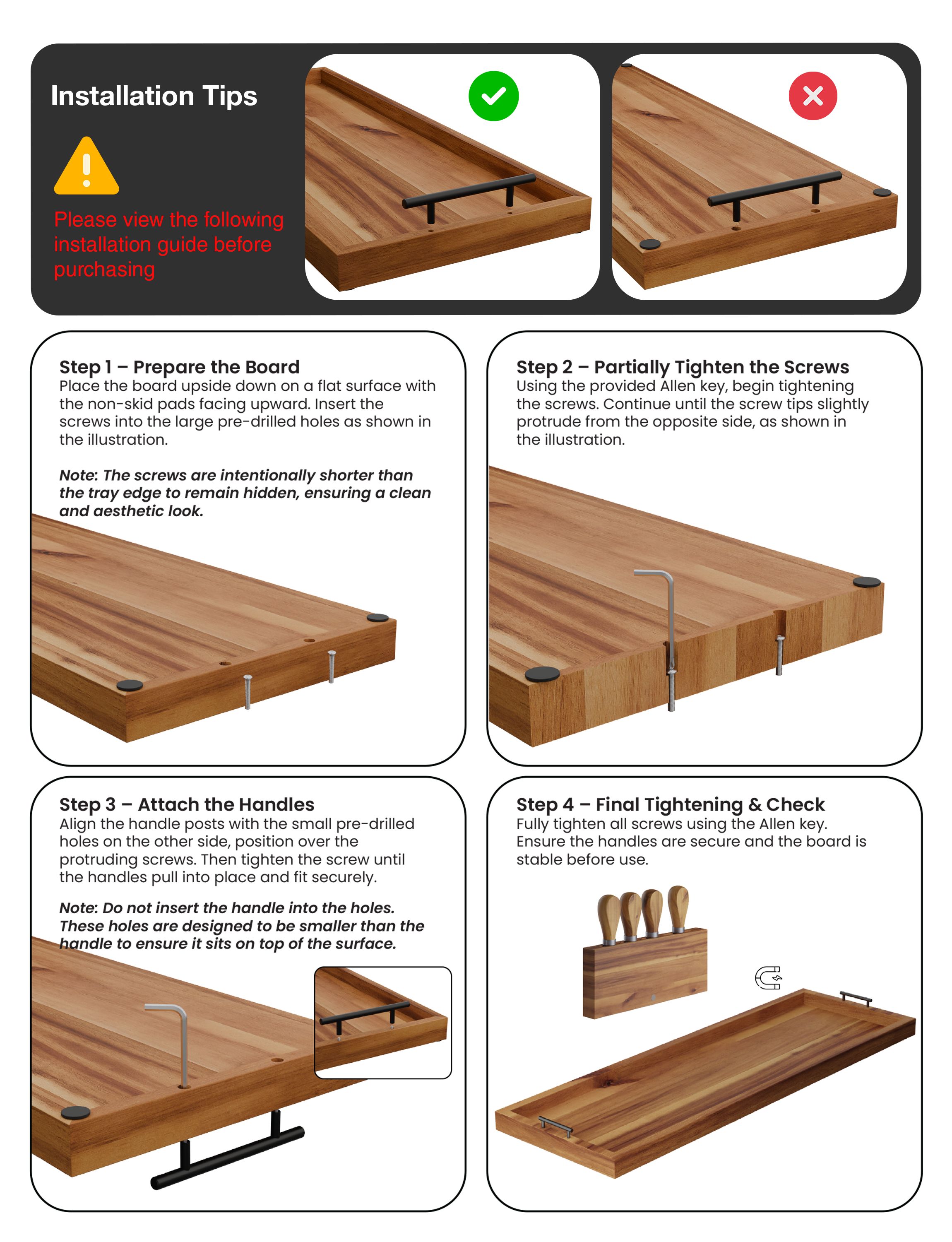 30" Acacia Large Charcuterie Boards for Party with Metal Handles-thumbmail-7