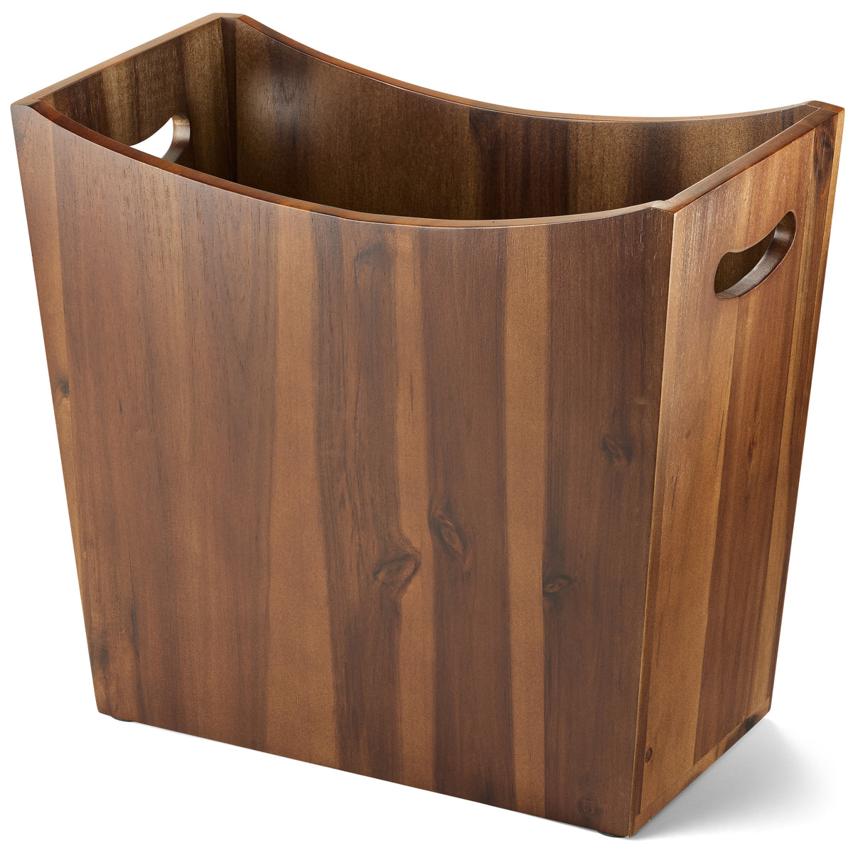 3-Gallon Acacia Wood Wastebasket, Small Wood Trash Can with Handles-thumbmail-1