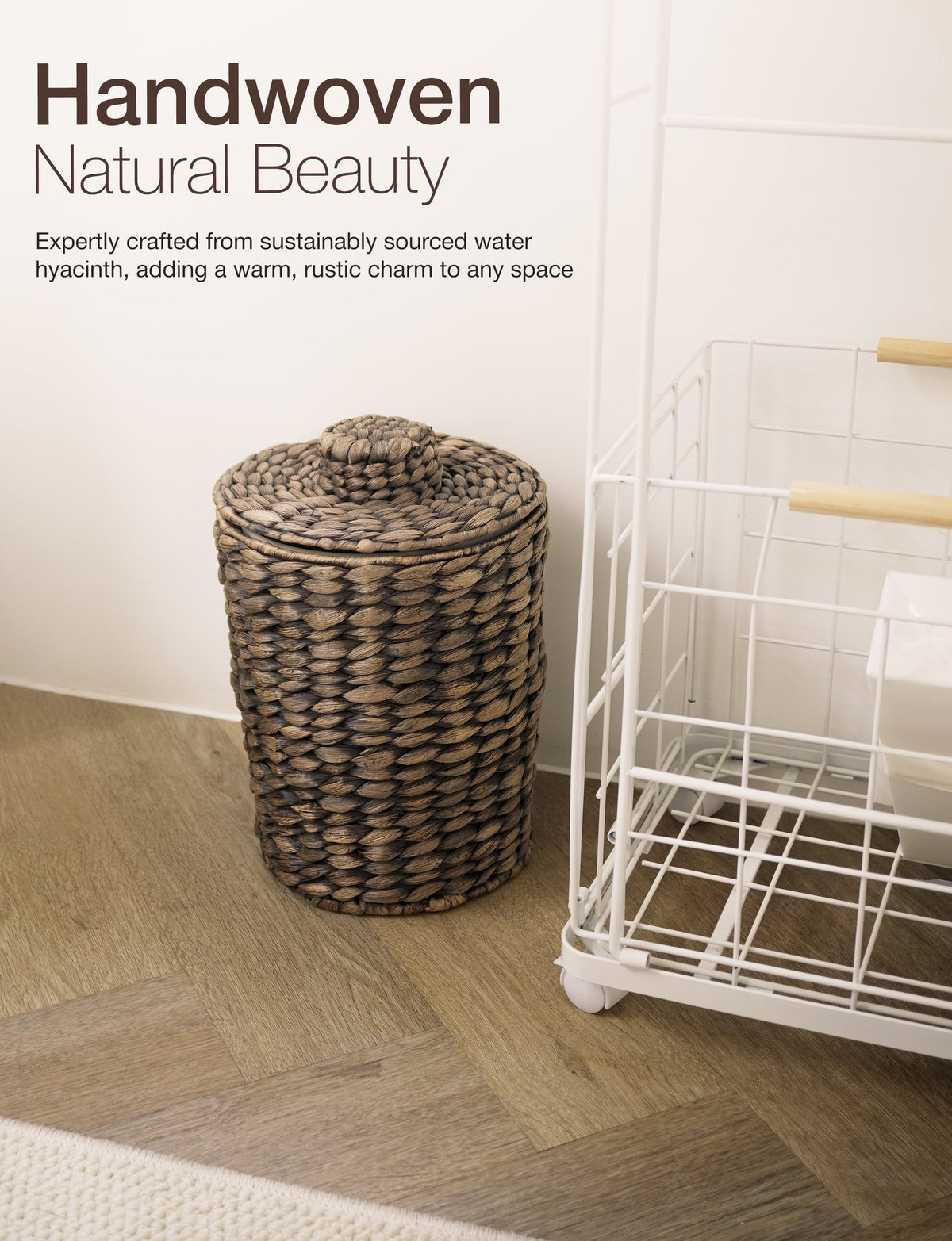 Wicker Trash Can with Lid, Wicker Waste Basket 1.5Gallon, Black Color-thumbmail-5
