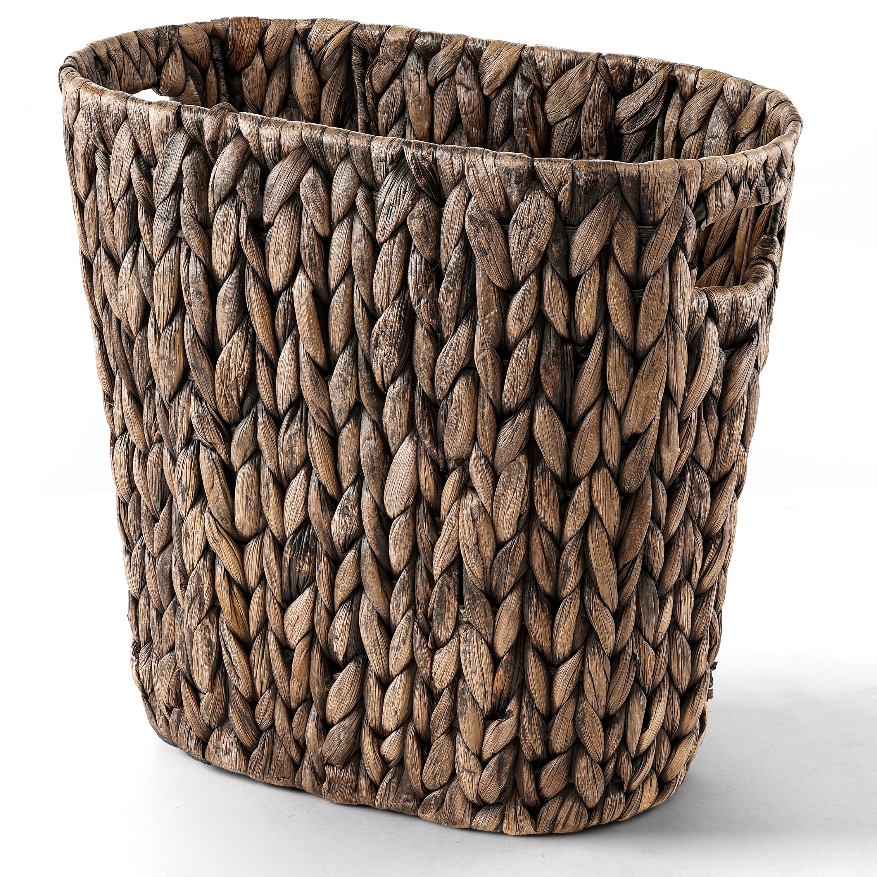 Wicker Waste Basket For Bathroom with Handle, Holds 4 Gallons, Black-thumbmail-1
