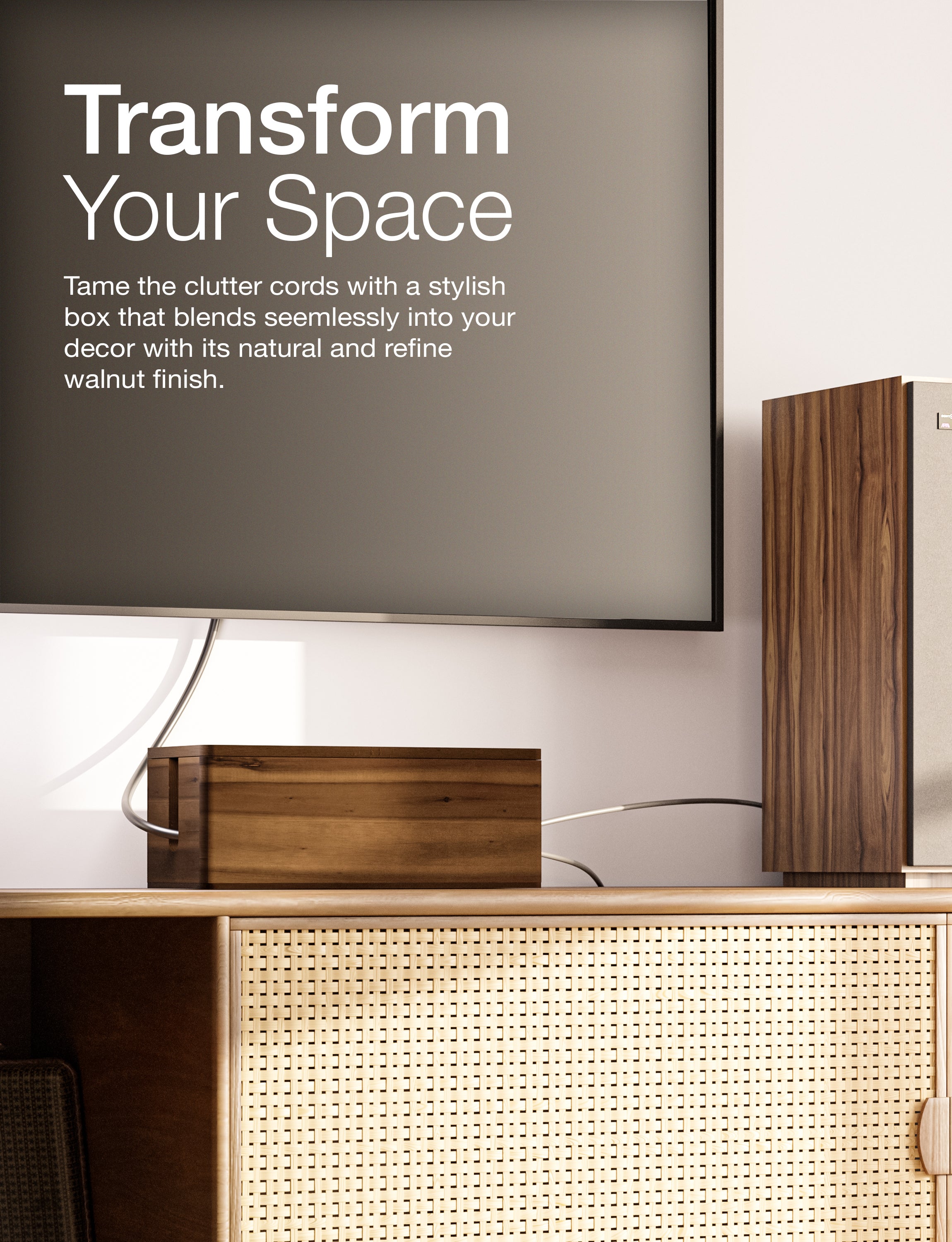 16"L Wooden Large Cable Management Box Round Edge (Walnut color)-thumbmail-6