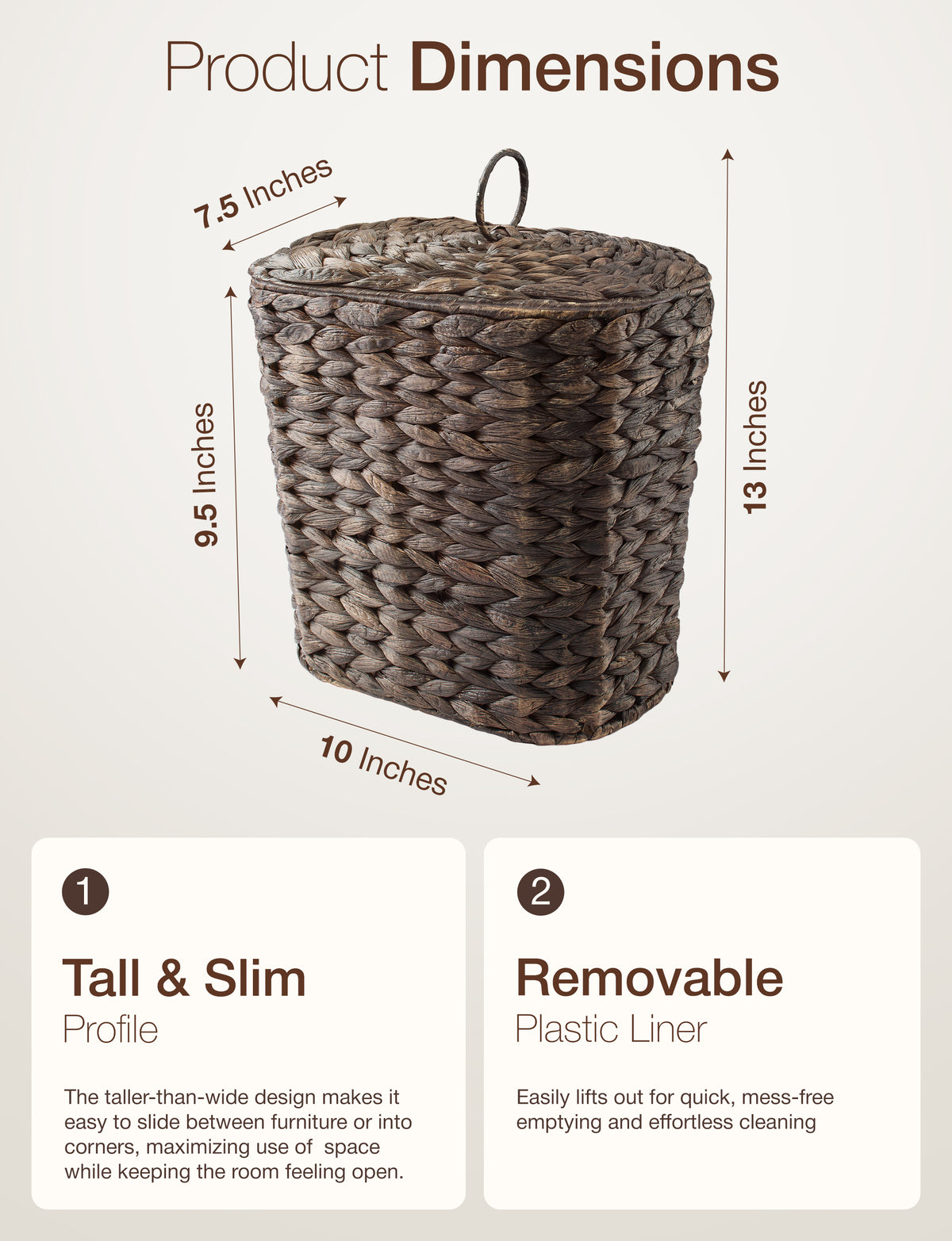 1.5 Gallon Wicker Waste Basket with Lid, Removable Liner, Iron Frame-thumbmail-3