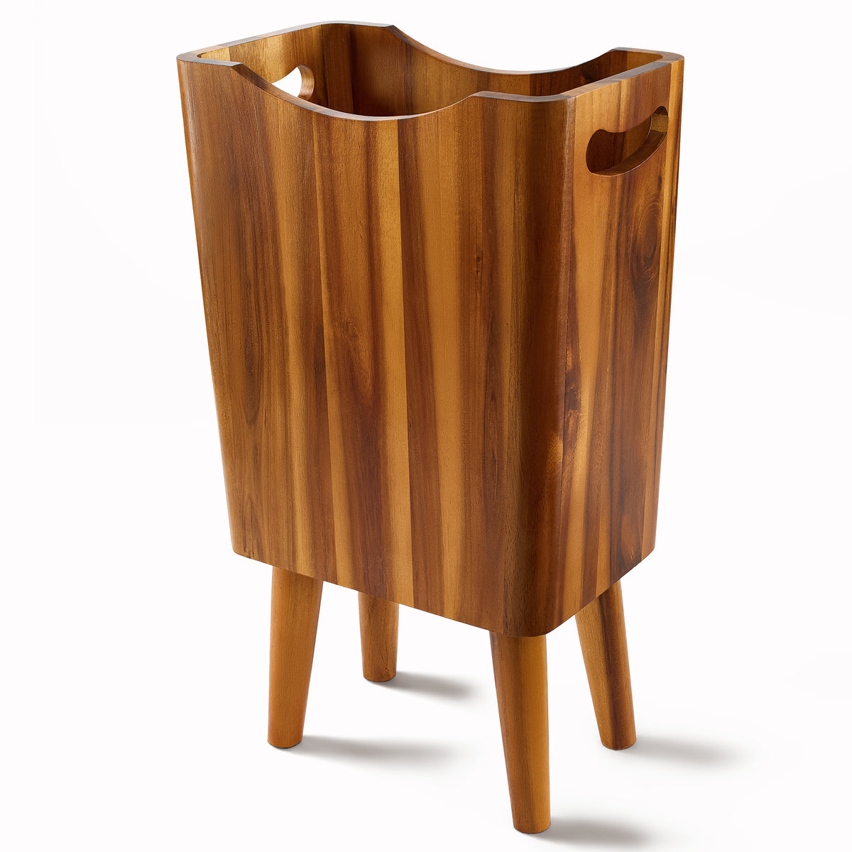 1.5 Gallons Wood Trash Can with Removable Legs and Side Handles